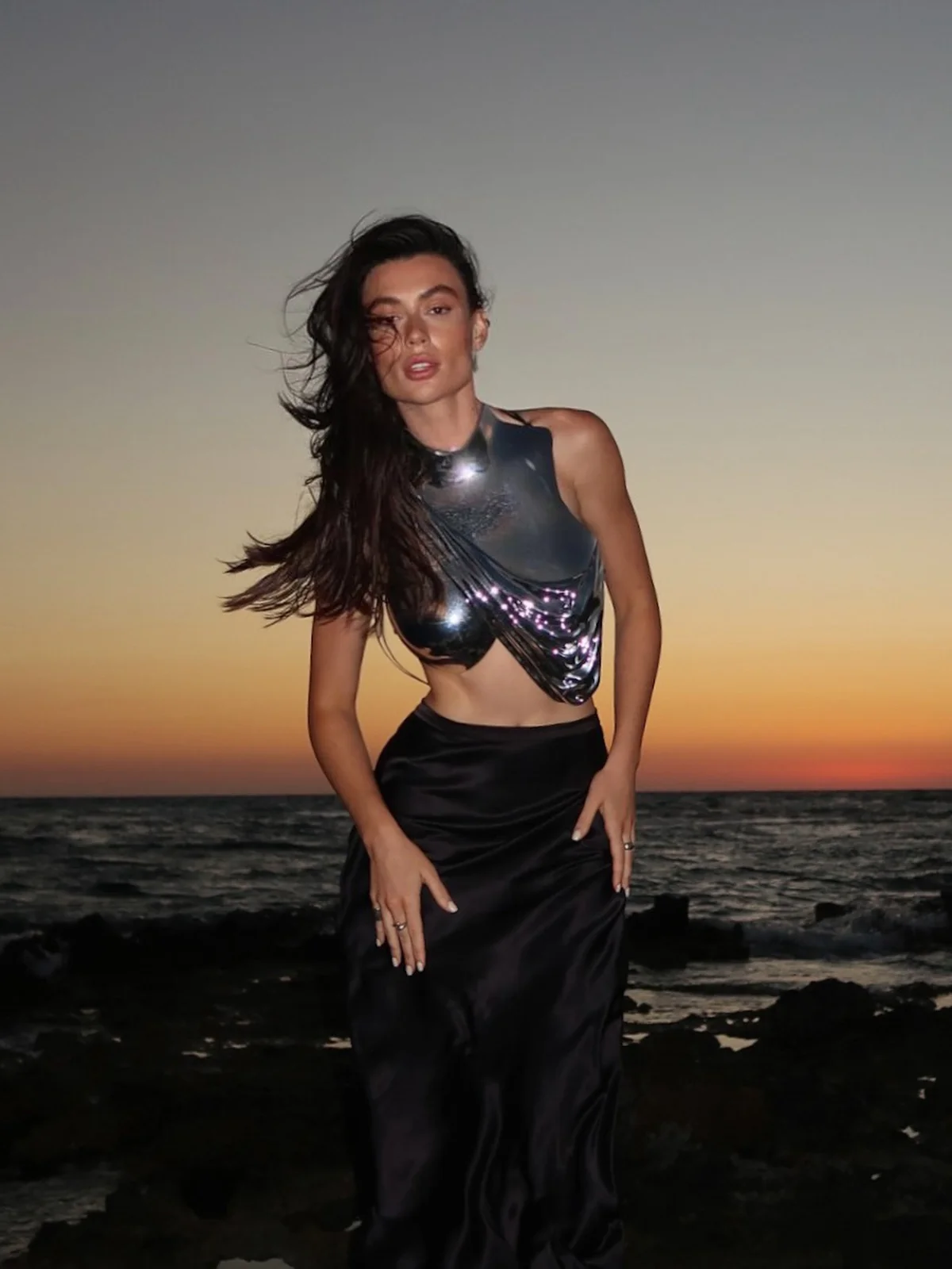 Silver Sleeveless Drapery Top | Stylish Armor for Outdoor Adventures