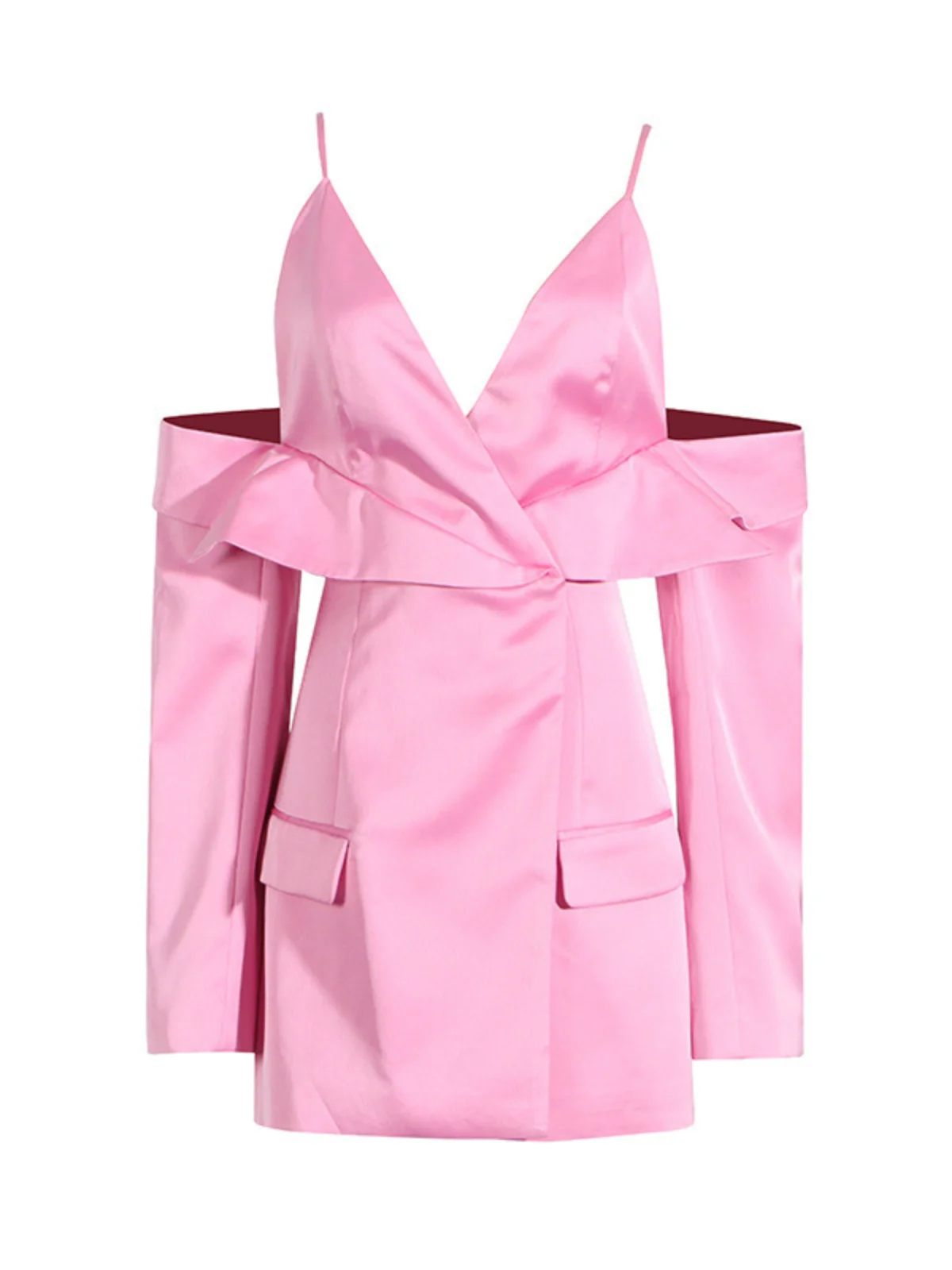 Elegant Vila Satin Blazer with Plunging Neckline