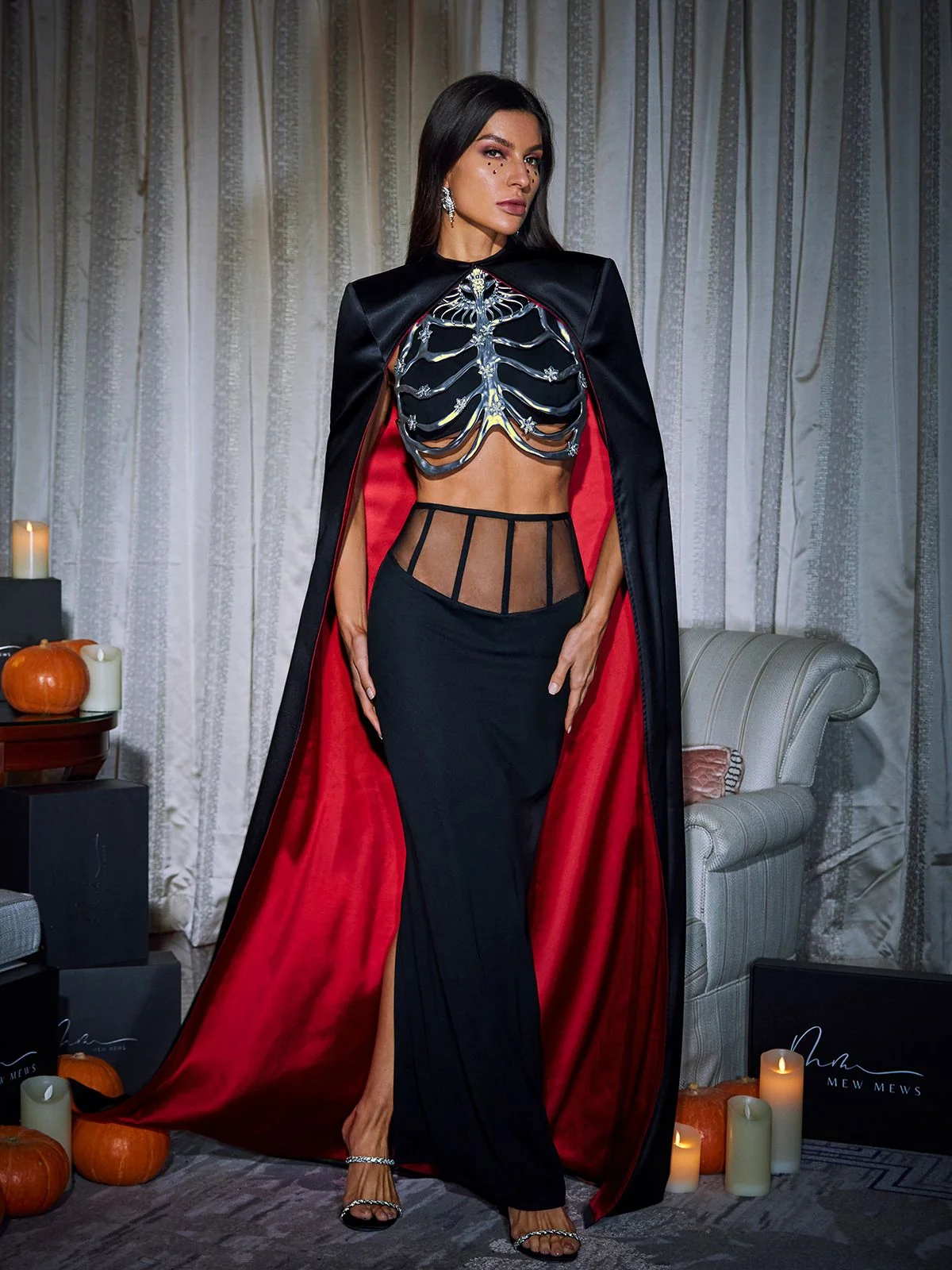 Ivara Hollow Skeleton Top - Black Gothic Stylish Design