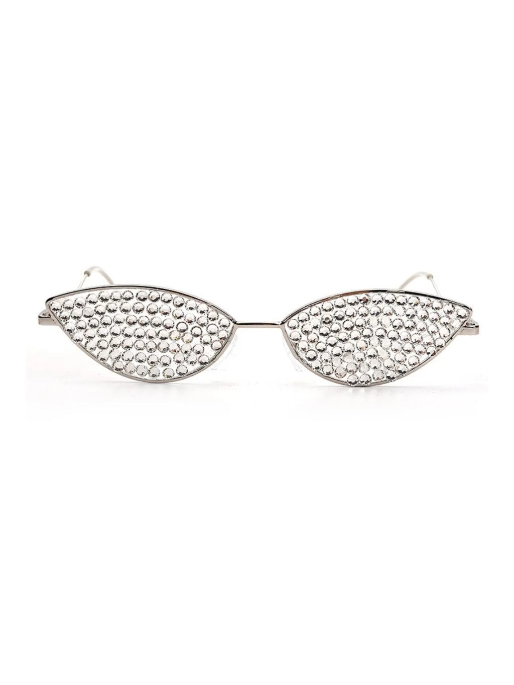 Crystal Cat Eye Frame Glasses in Silver - Stylish Accessories