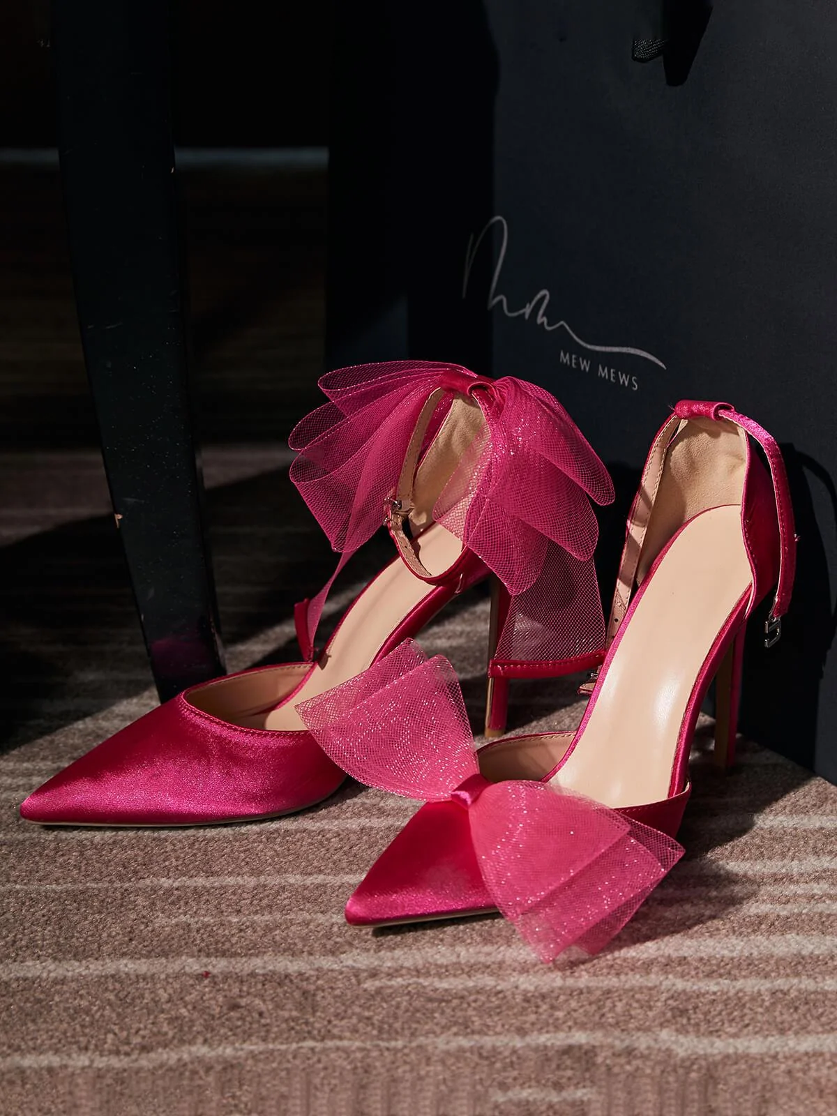 Pink Satin Bow Heels for Women - Elegant Style