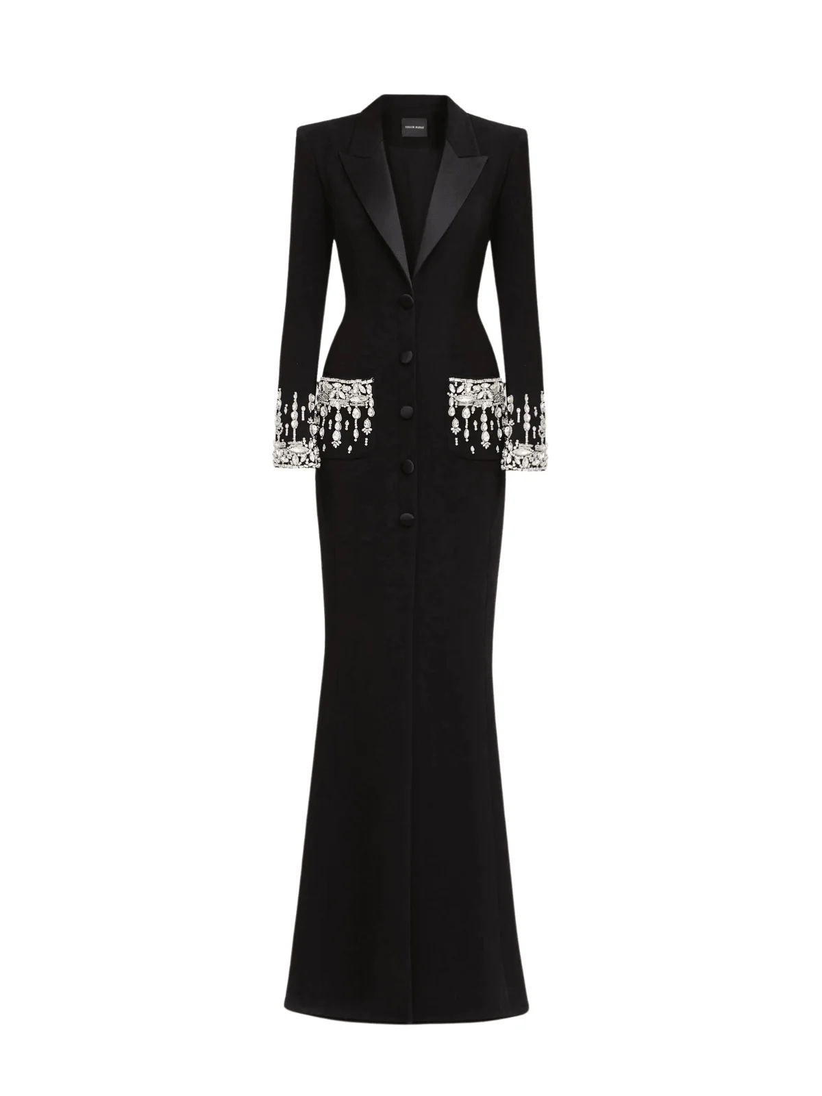 Black Rhinestone Embellished Blazer Dress