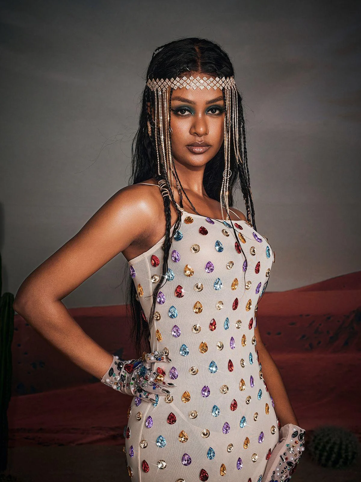 Sparkling Rhinestone Spaghetti Strap Mini Dress