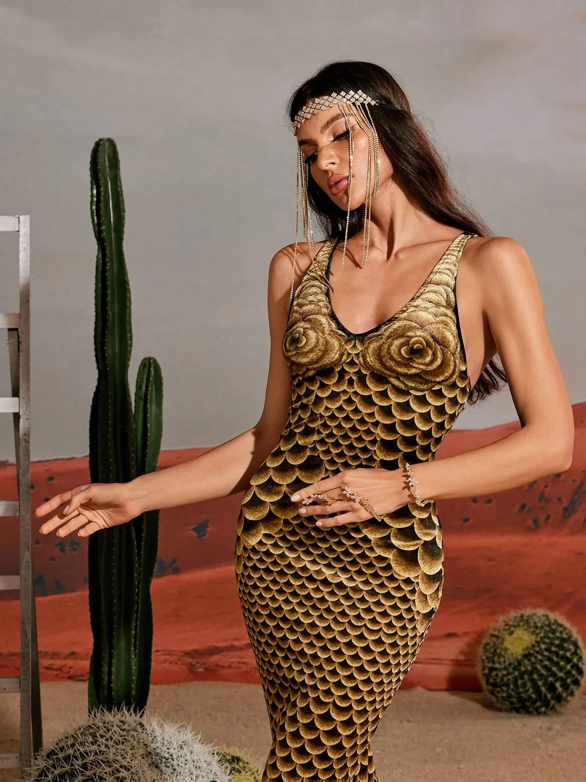 Floral Print Mermaid Maxi Dress - Romantic & Feminine Style