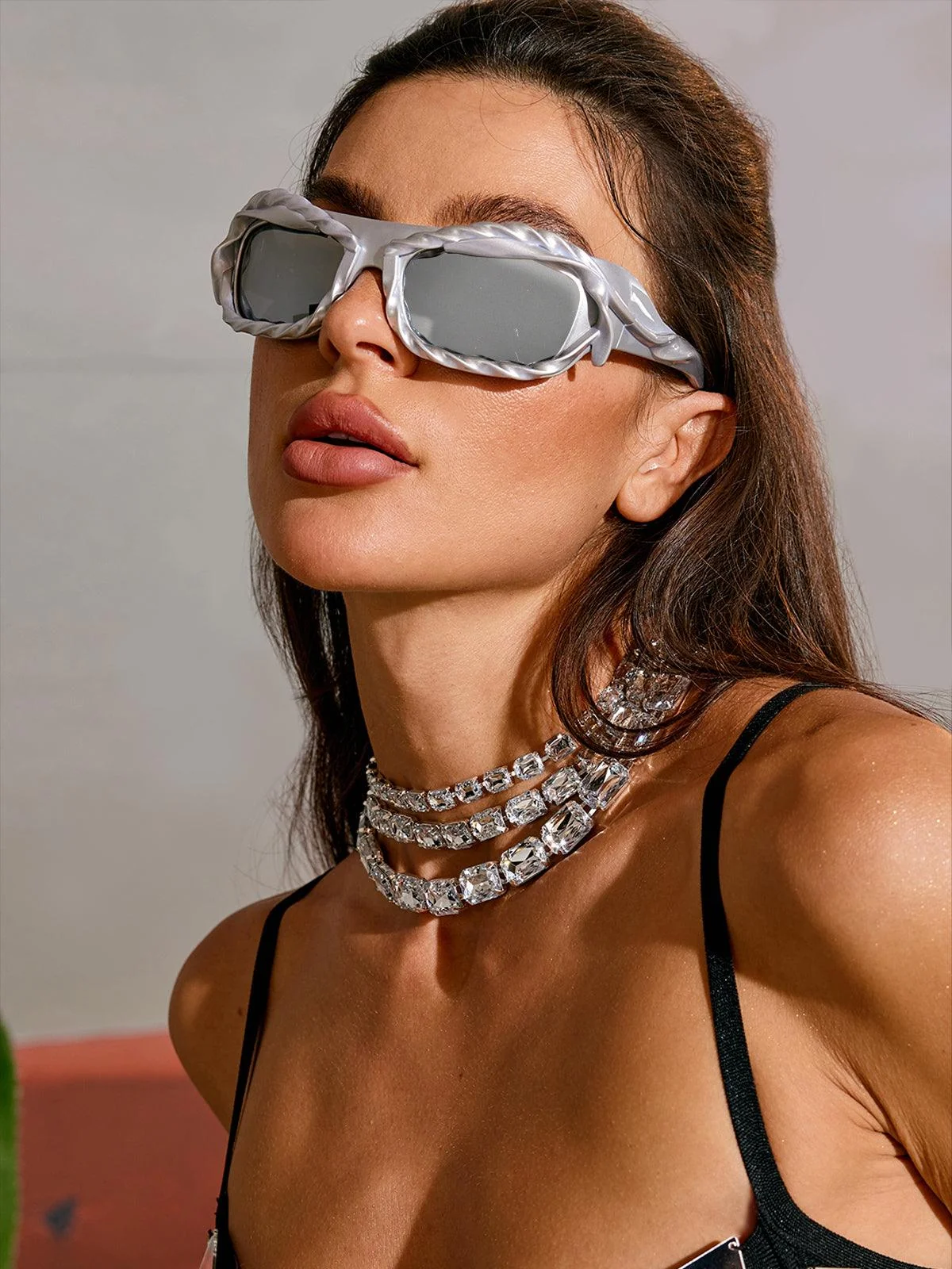 Ruched Silver Sunglasses for Festival Style