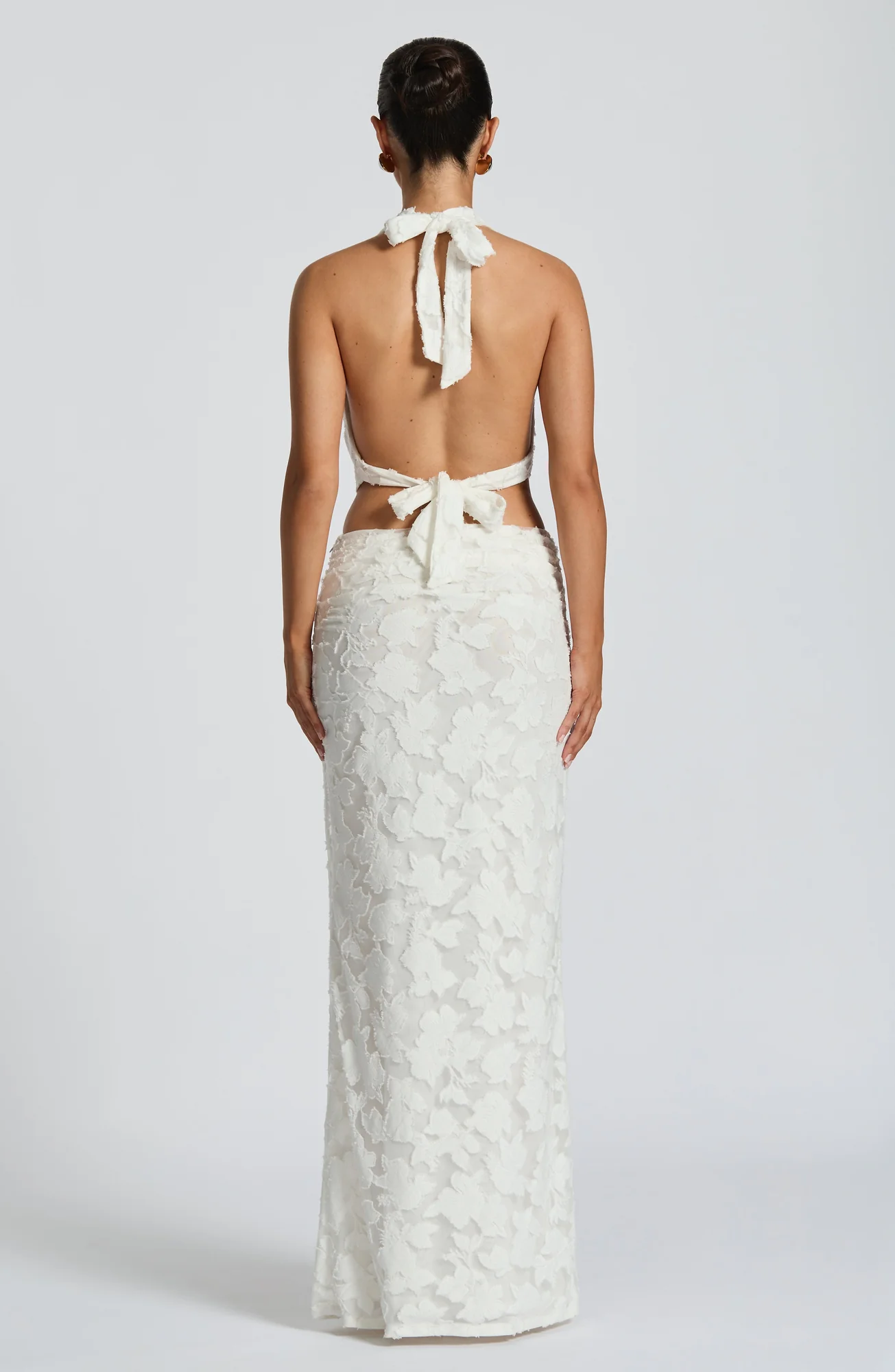 Floral Ivory Cowl Neck Halter Top for Women - Myra Style