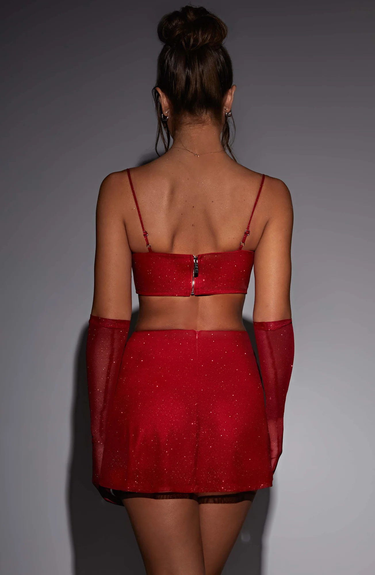 Red Sparkle High-Waisted Mini Skirt - Flattering Fit