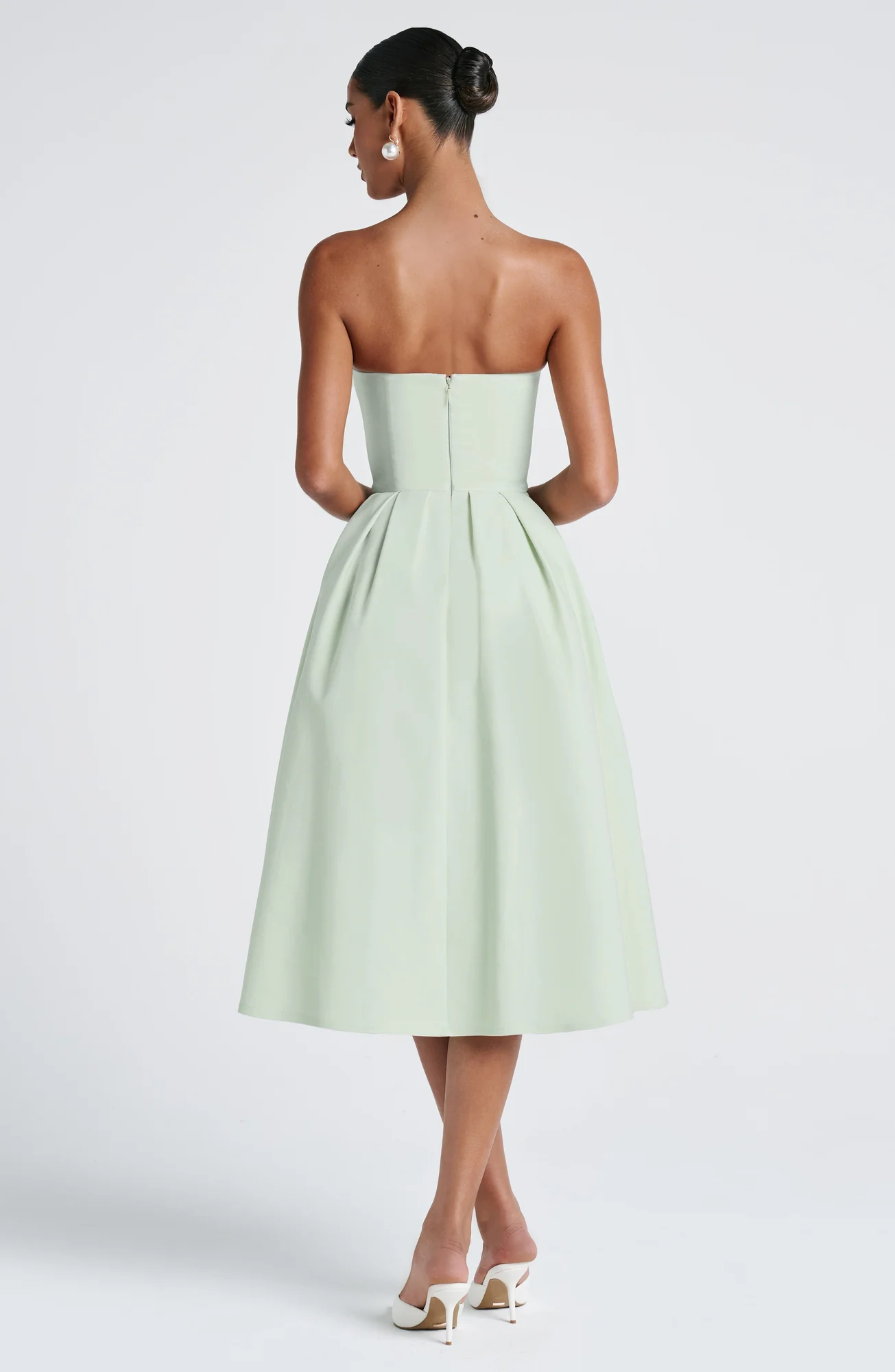 Mint Strapless Midi Dress with Boning - Feminine Elegance