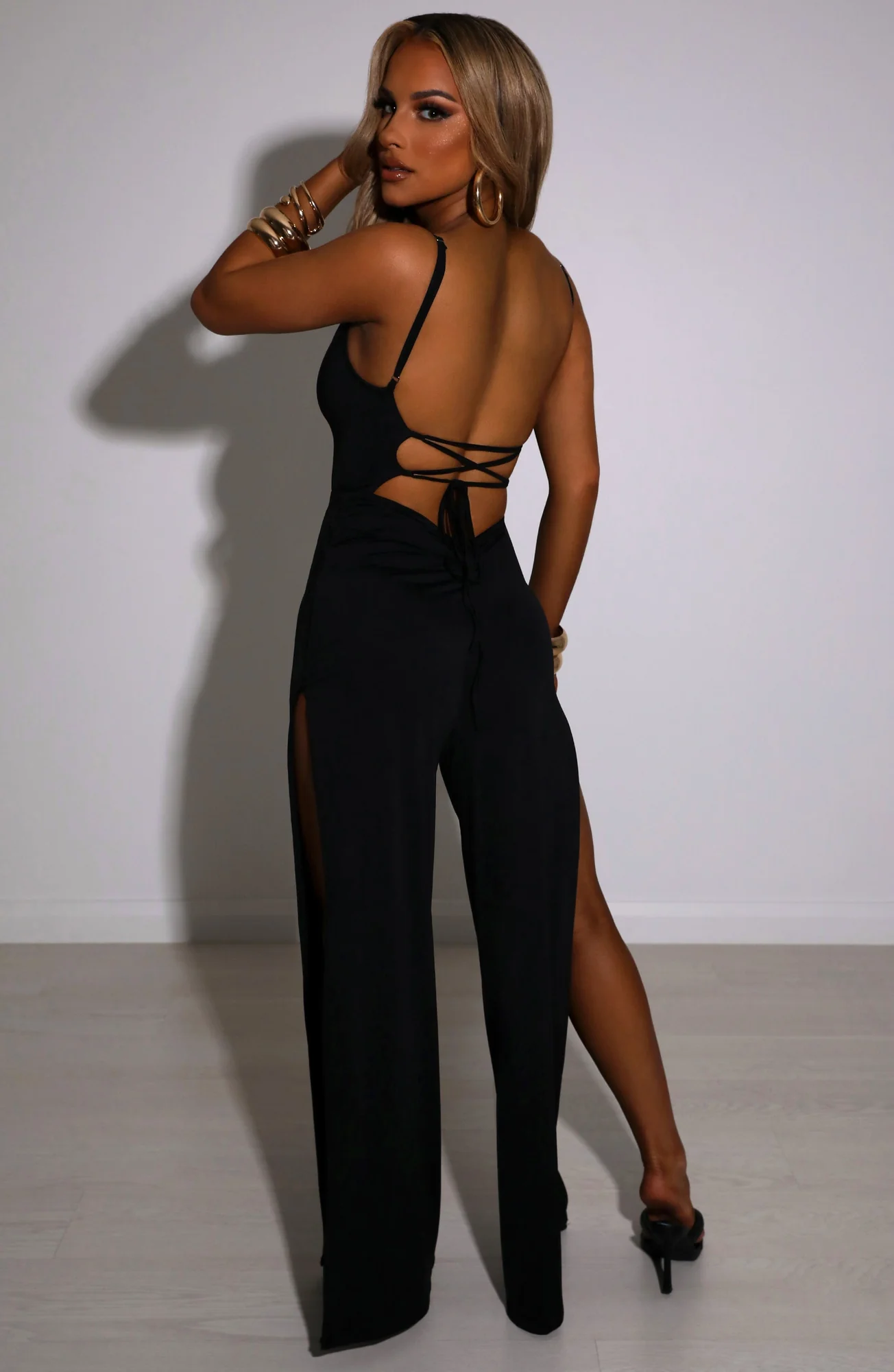 Black Criss Cross Jumpsuit with Adjustable Straps