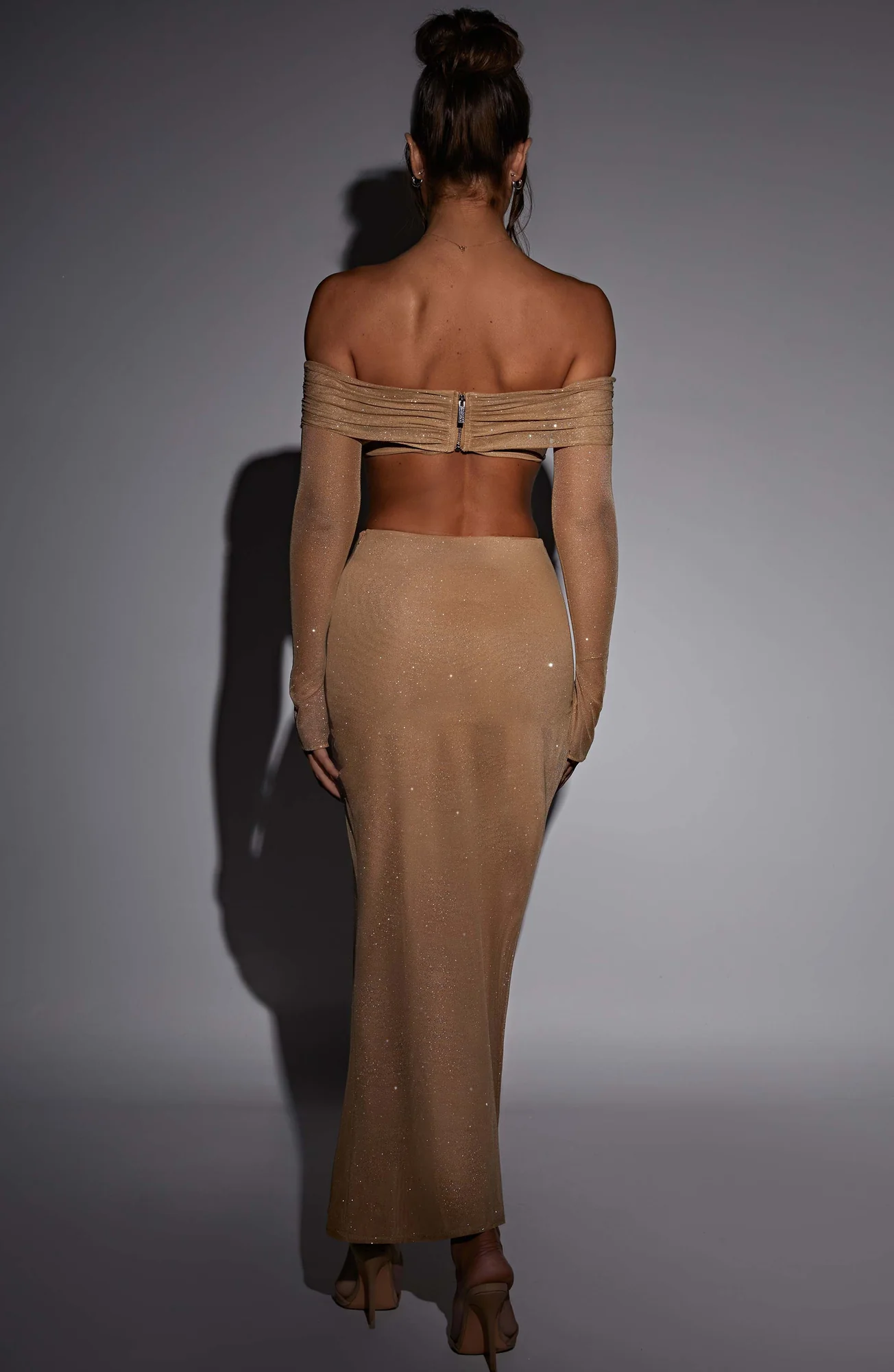 Sparkling Gold Off-Shoulder Crop Top - Jana Style