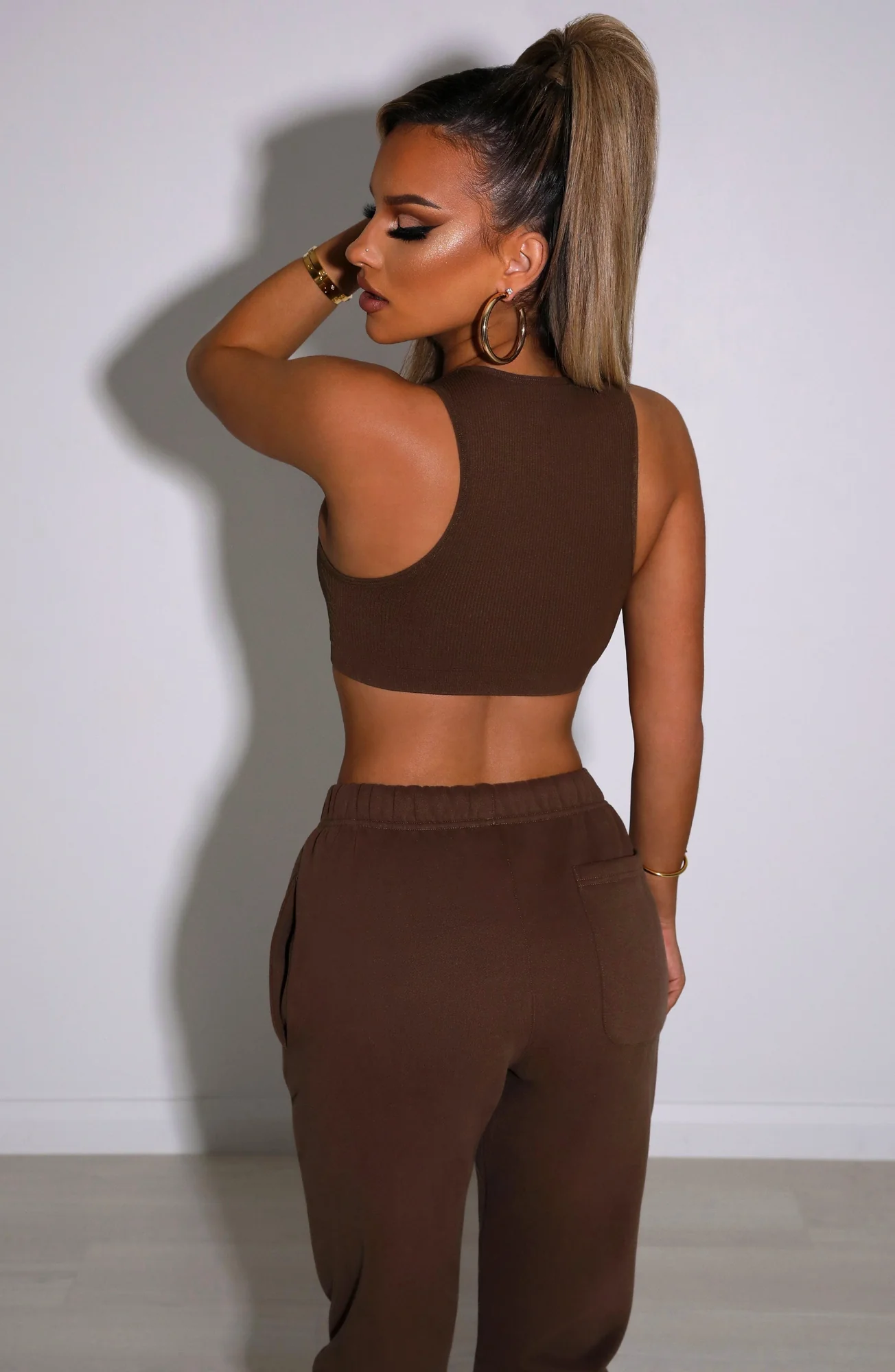 Ribbed Luxe Crop Top - Chocolate