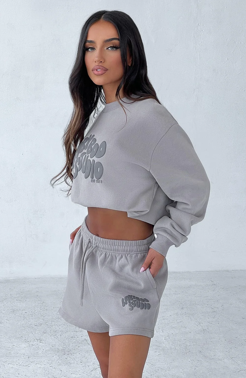 Cozy Grey/Charcoal Studio Sweatshirt - Cotton Fleece Long Sleeve