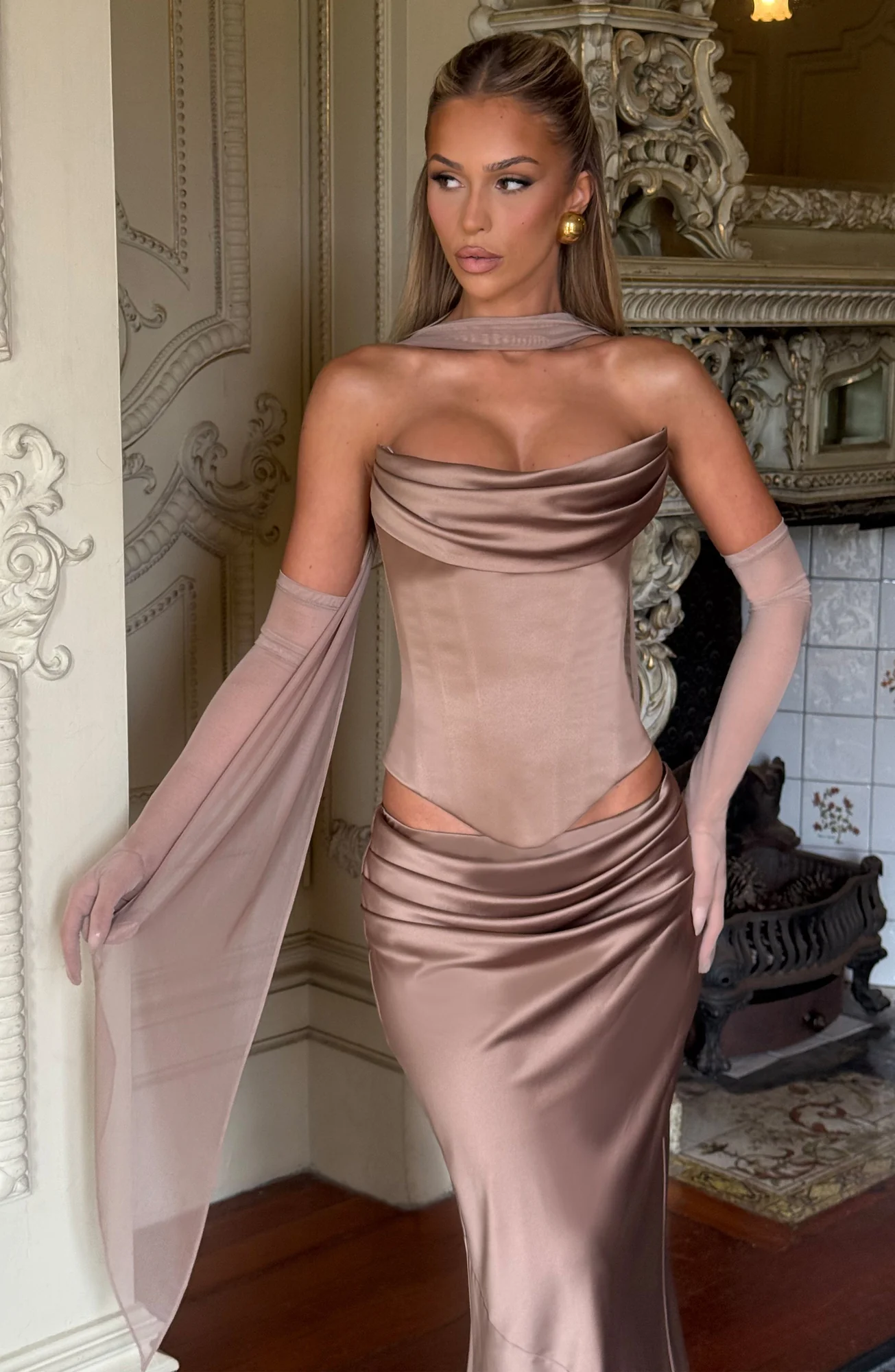 Hazel Elbow-Length Mesh Gloves for Effortless Sophistication