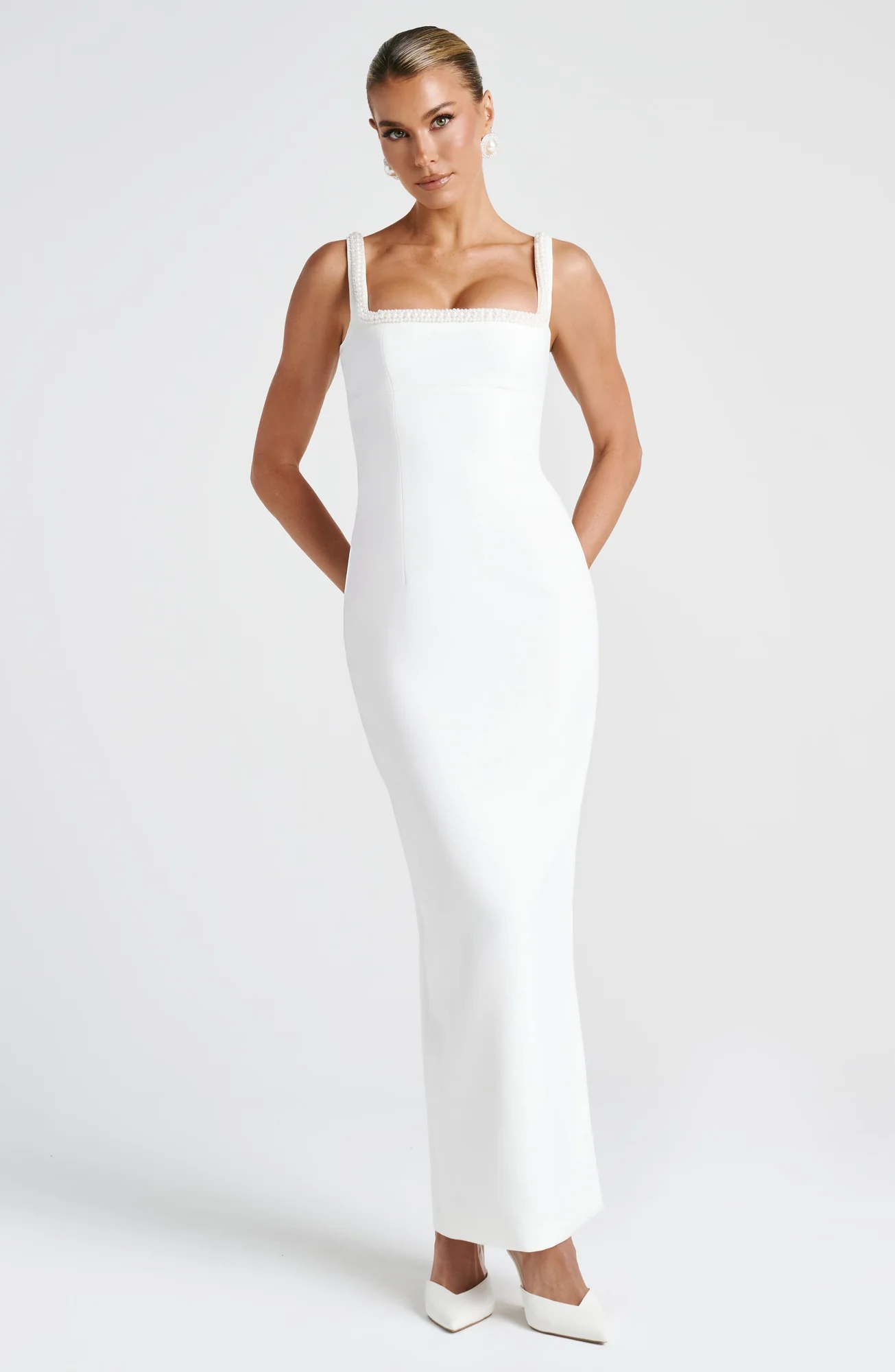 Ivory Square Neckline Midaxi Dress