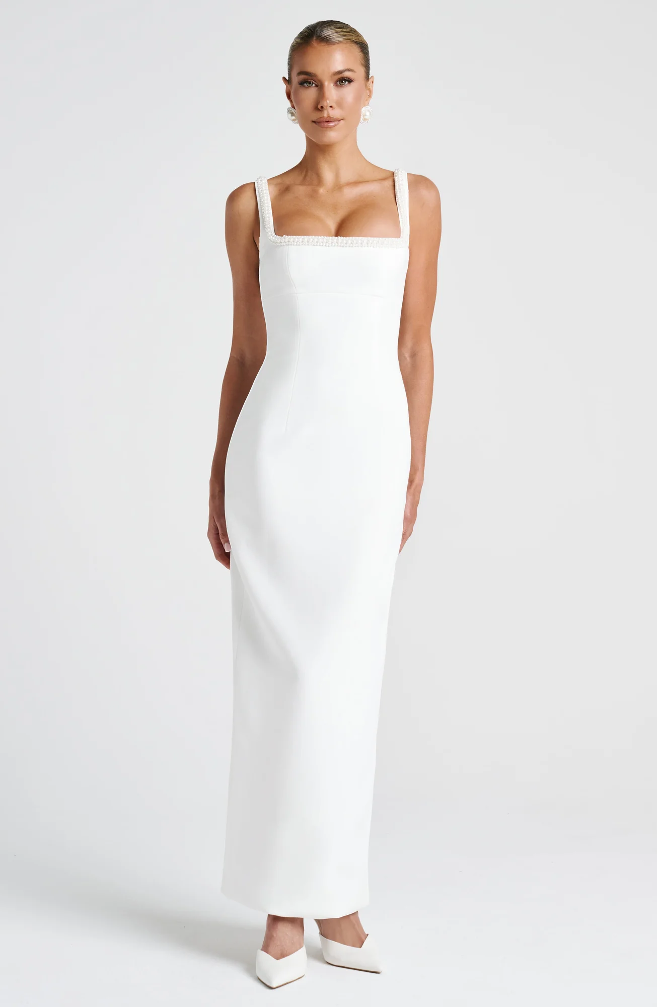 Ivory Square Neckline Midaxi Dress