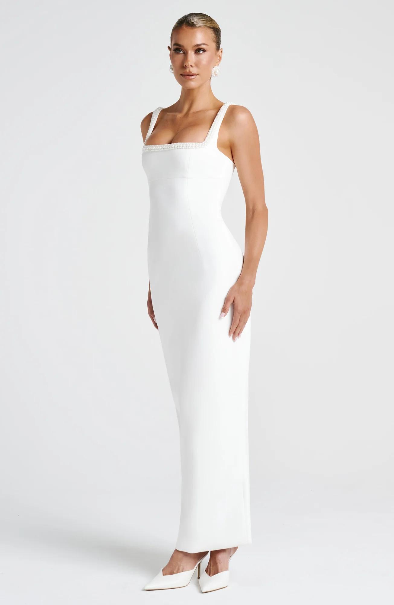Ivory Square Neckline Midaxi Dress
