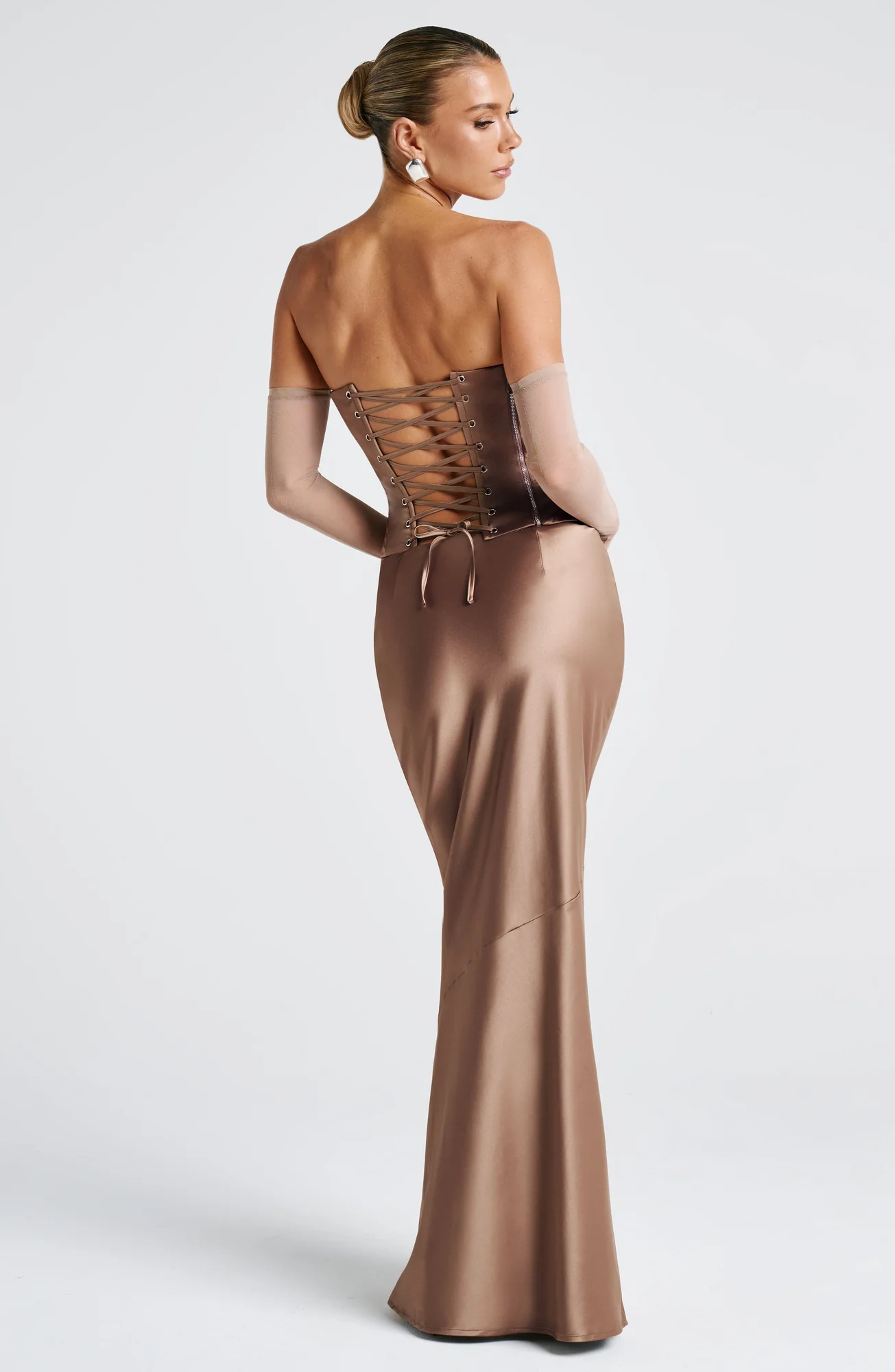 Hazel Stretch Satin Maxi Skirt - Elegant Bias Cut with Front Pleat