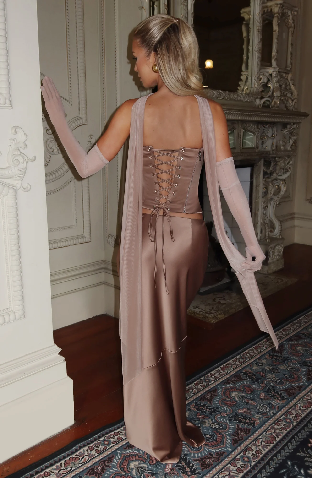 Hazel Stretch Satin Maxi Skirt - Elegant Bias Cut with Front Pleat