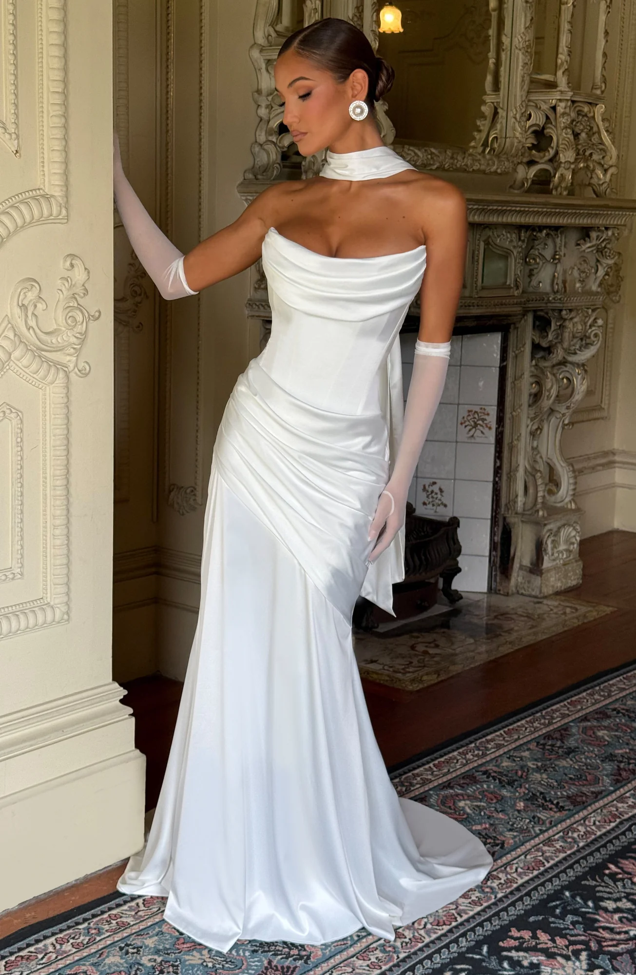 Ivory Satin Mermaid Maxi Dress - Elegant Formal Gown
