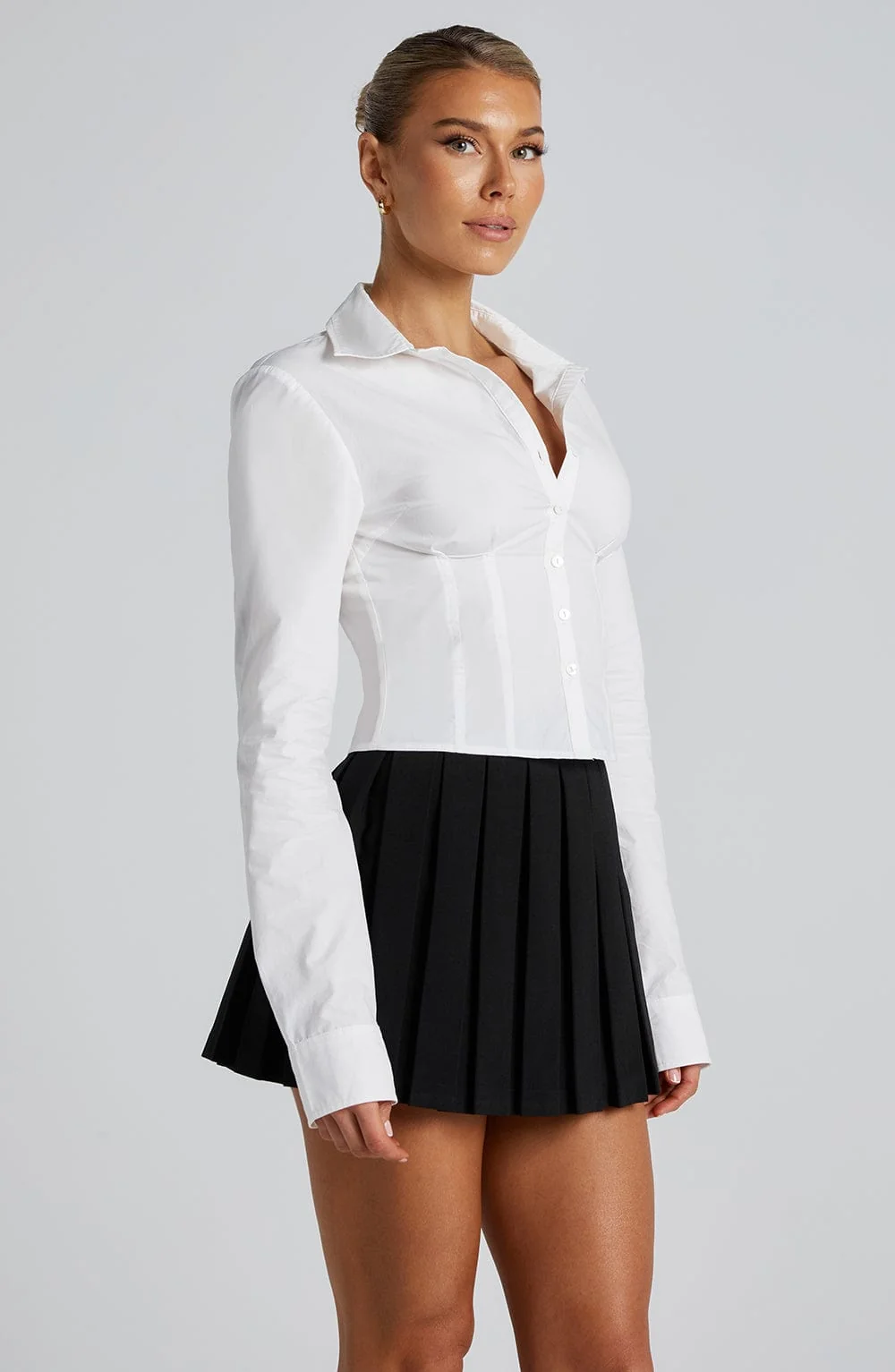 White Cotton Poplin Fitted Shirt - Sophisticated Style