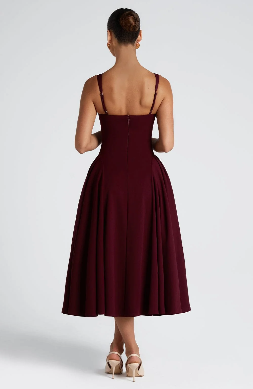 Cherry Lacquer Square Neck Midi Dress