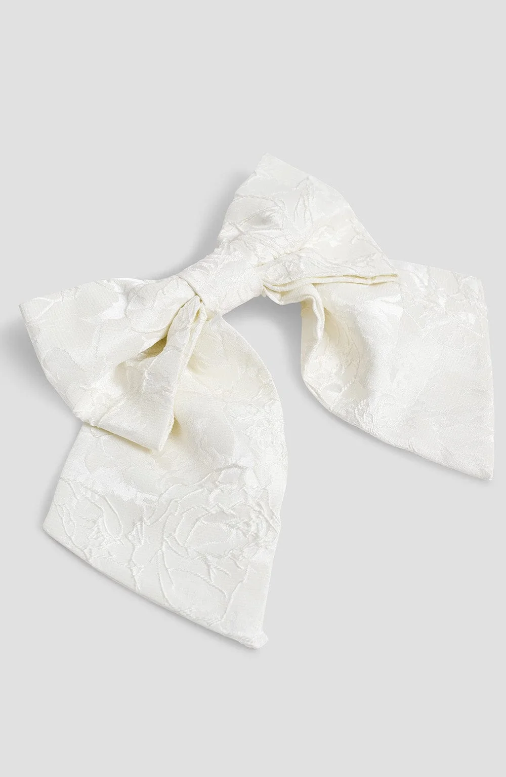 Ivory Floral Jacquard Hair Bow Clip - Elegant Accessory