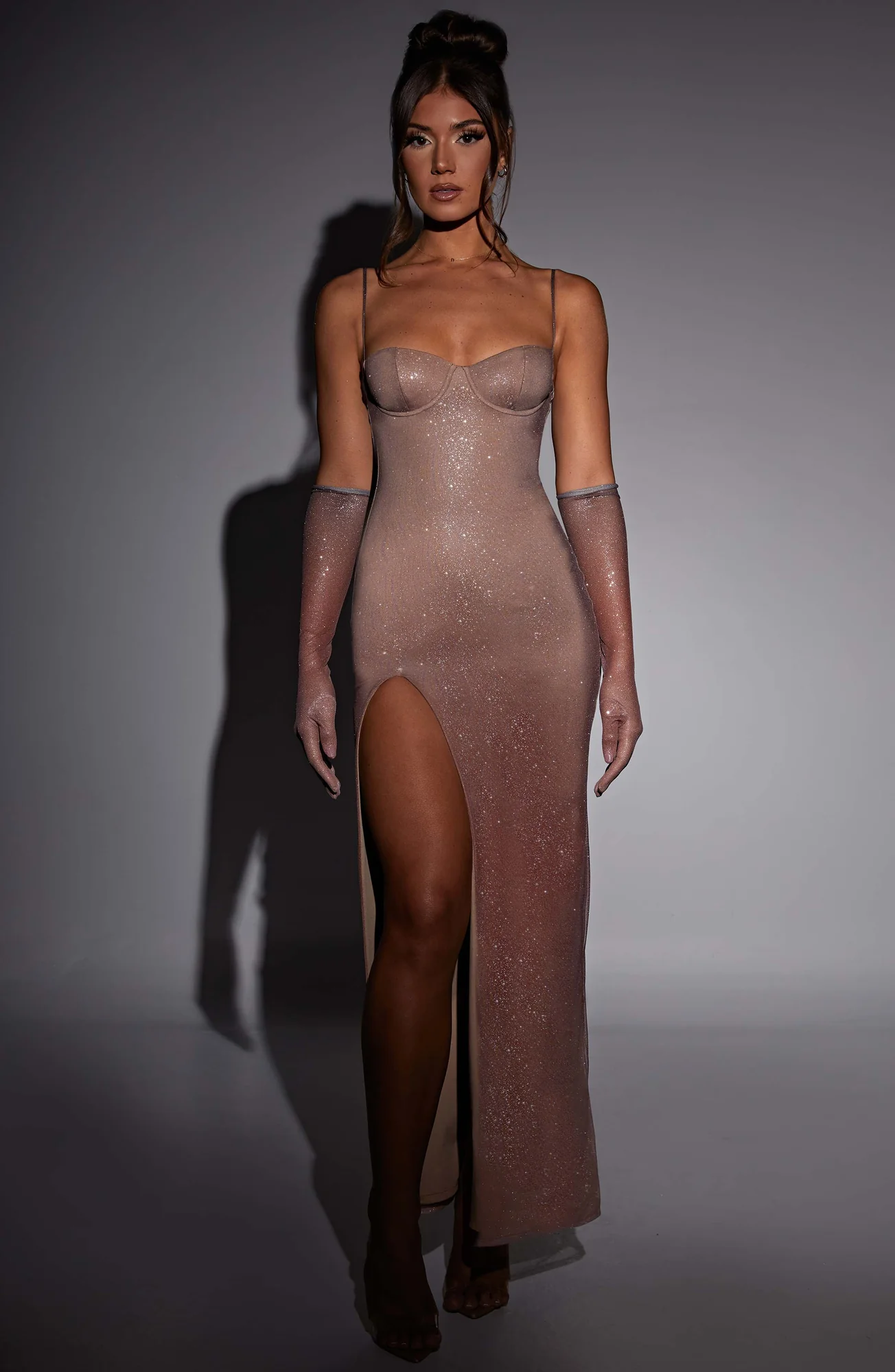 Sparkle Ombre Print Maxi Dress - Glam Elegant Evening Gown