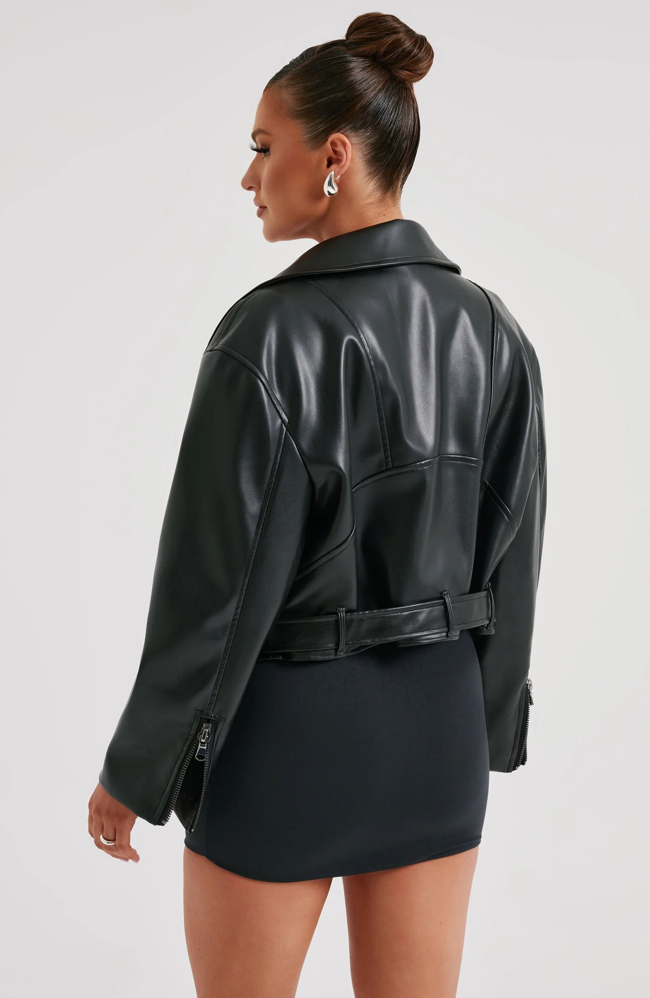 Black Cropped Jacket with Classic Collar - Premium Boxy Fit