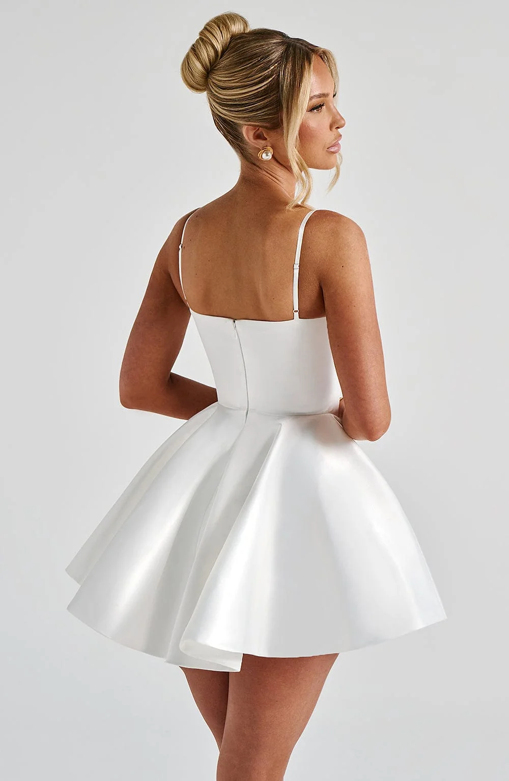 Ivory Mini Dress with Underwired Cups & Bow Detail