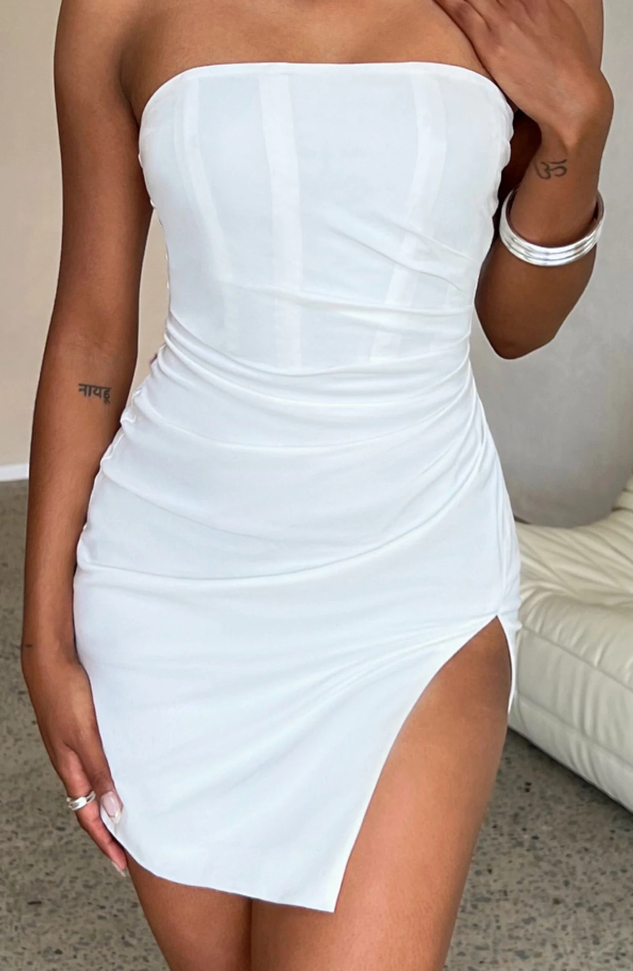 White Strapless Mini Dress for Women - Premium Cotton Spandex