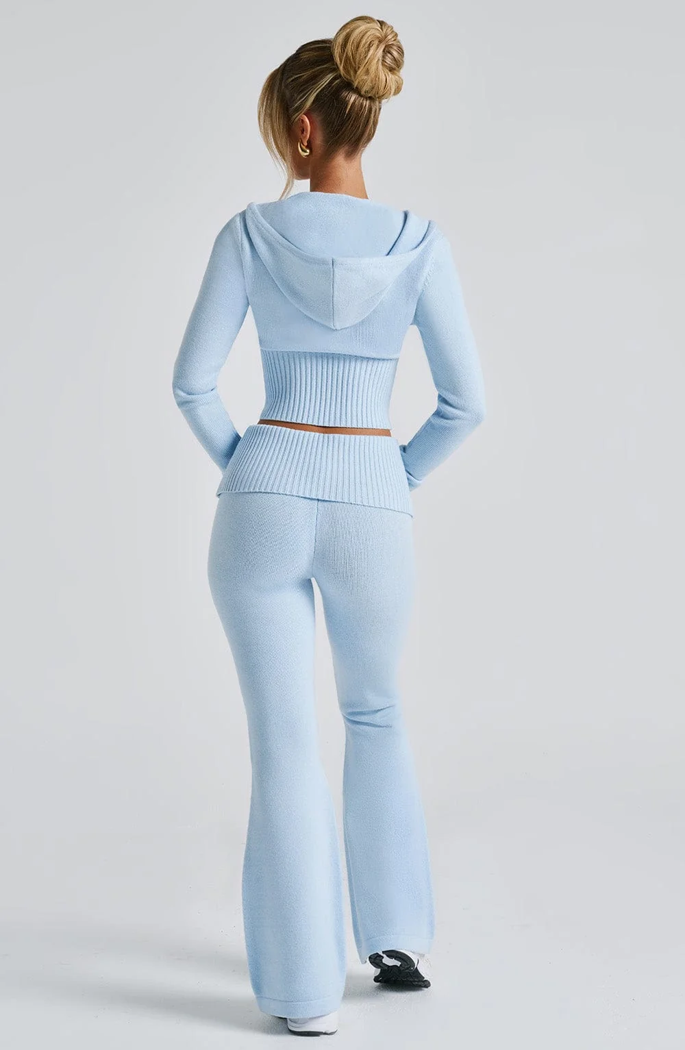 Baby Blue Knit Flare Pants for Stylish Comfort