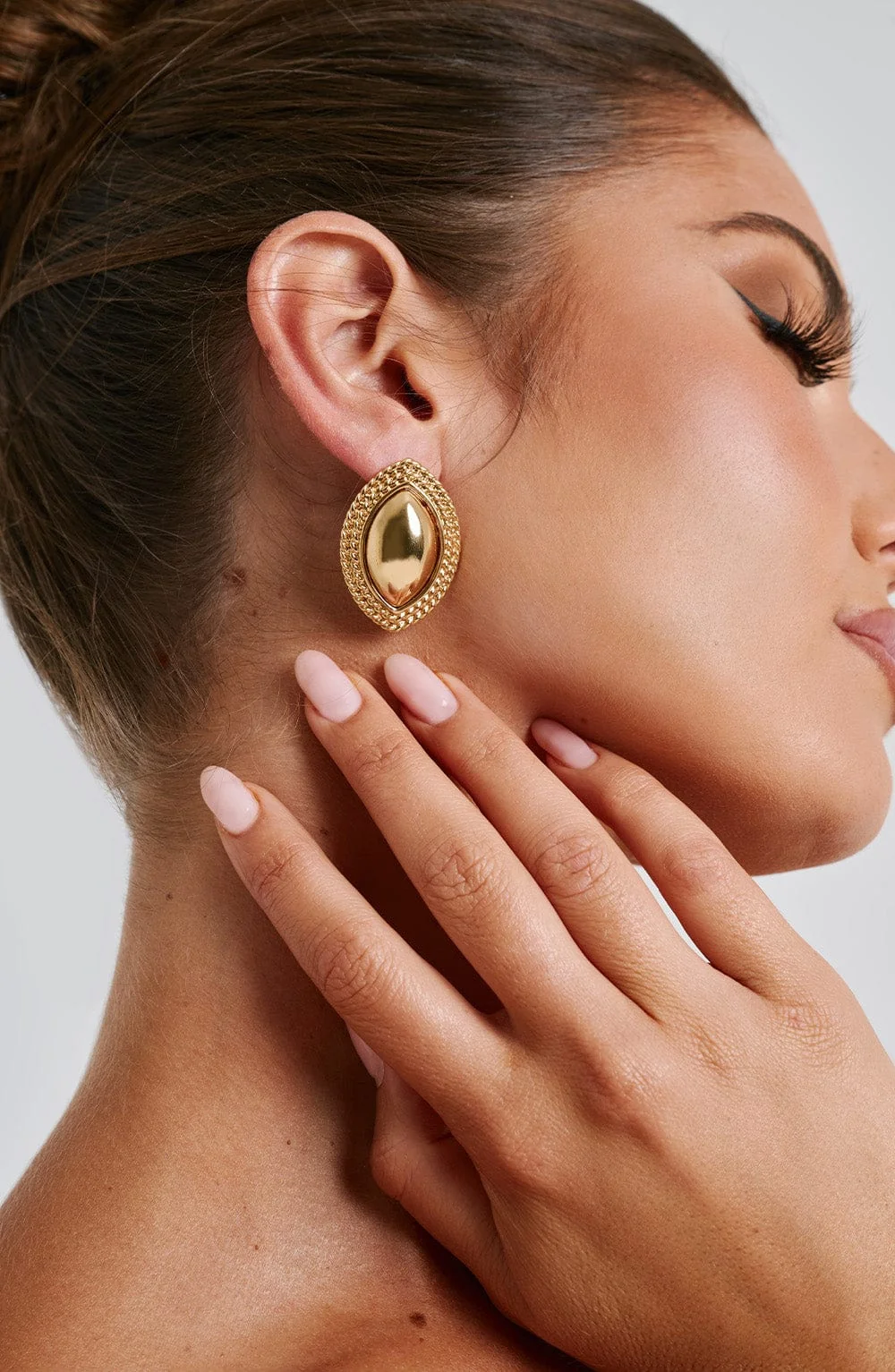 Gold Ellipse Earrings - Stylish Metal Studs