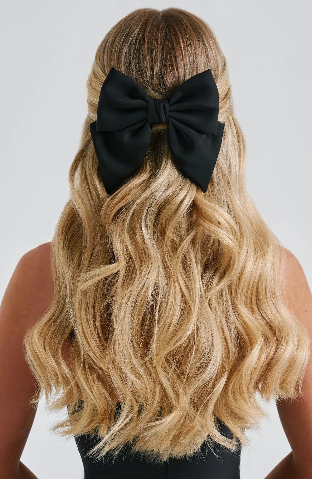Satin Bow Hair Clip - Black Accessory for Stylish Dress