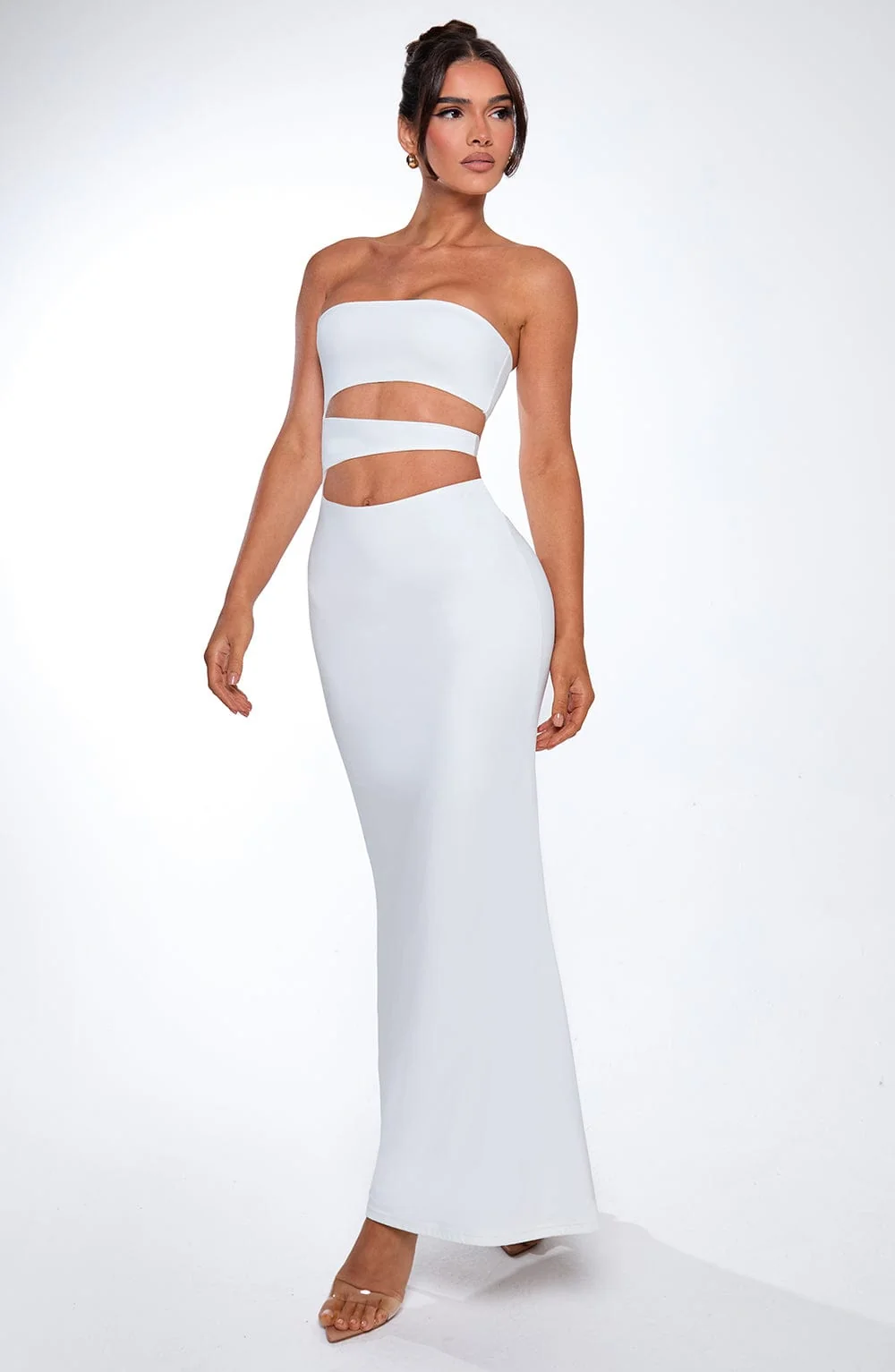 White Strapless Maxi Dress for Stylish Evening Events