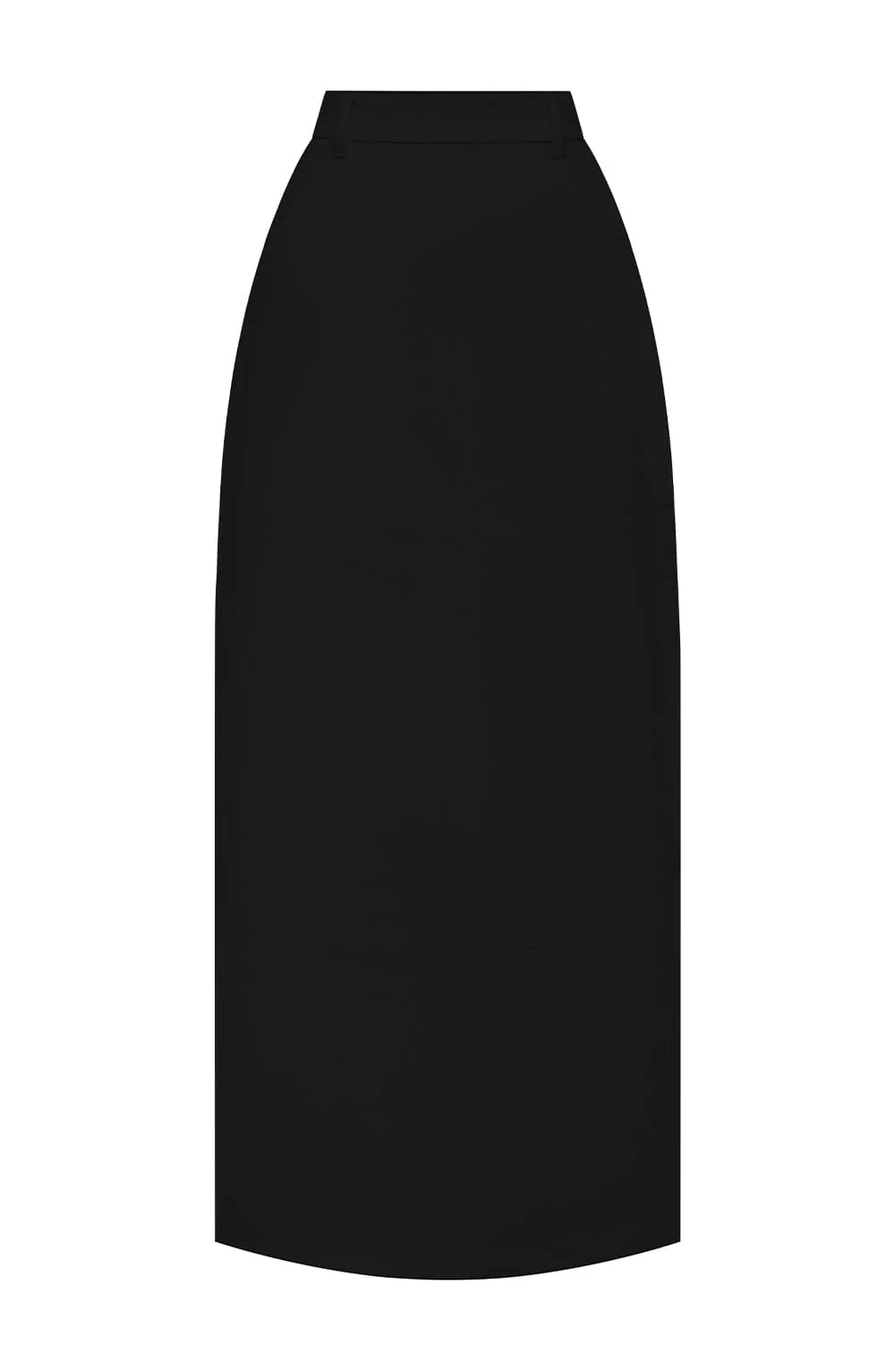 Black Tailored Crepe Maxi Skirt with Split Back