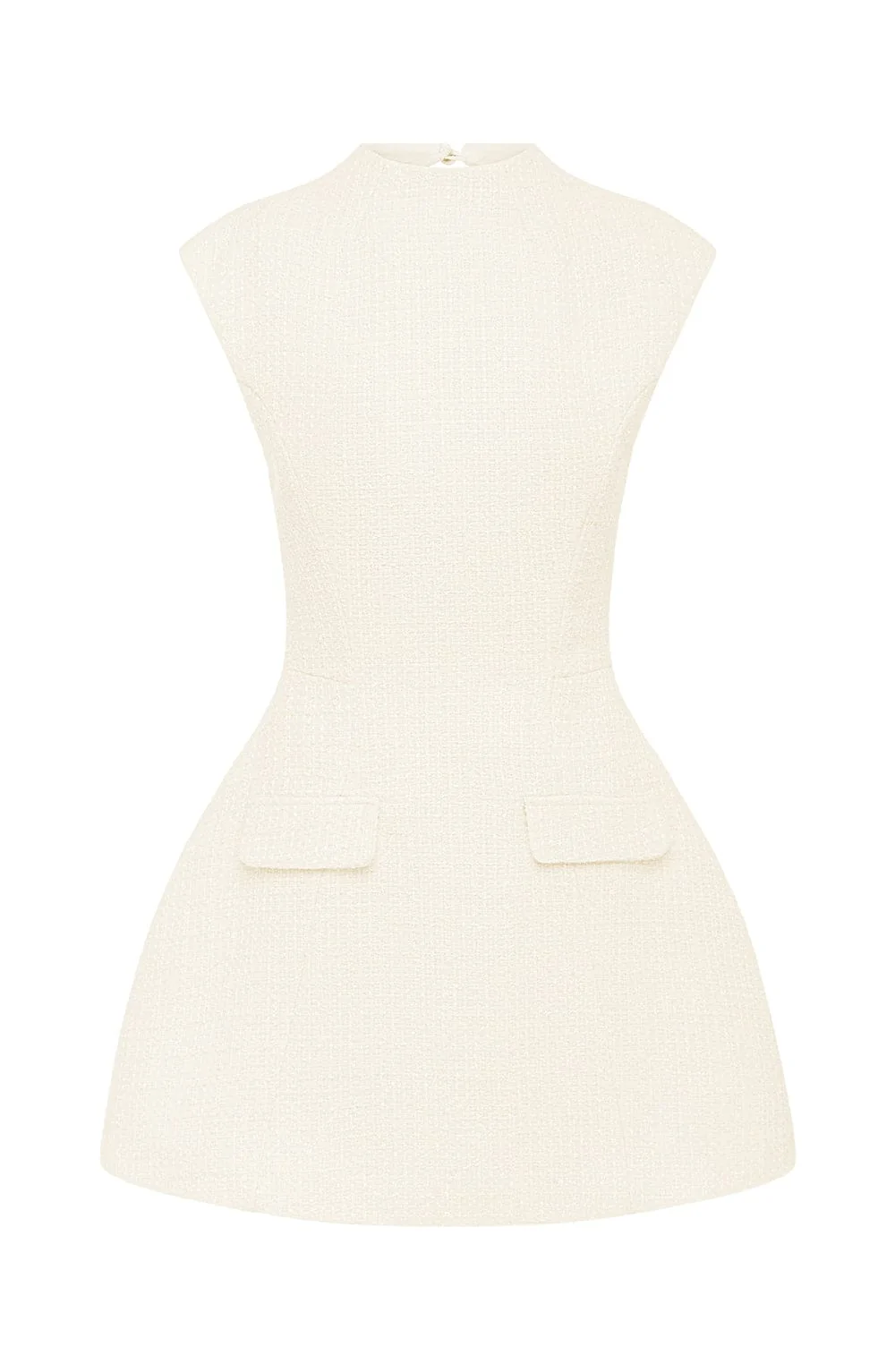 Ivory Textured Tweed Bubble Mini Dress