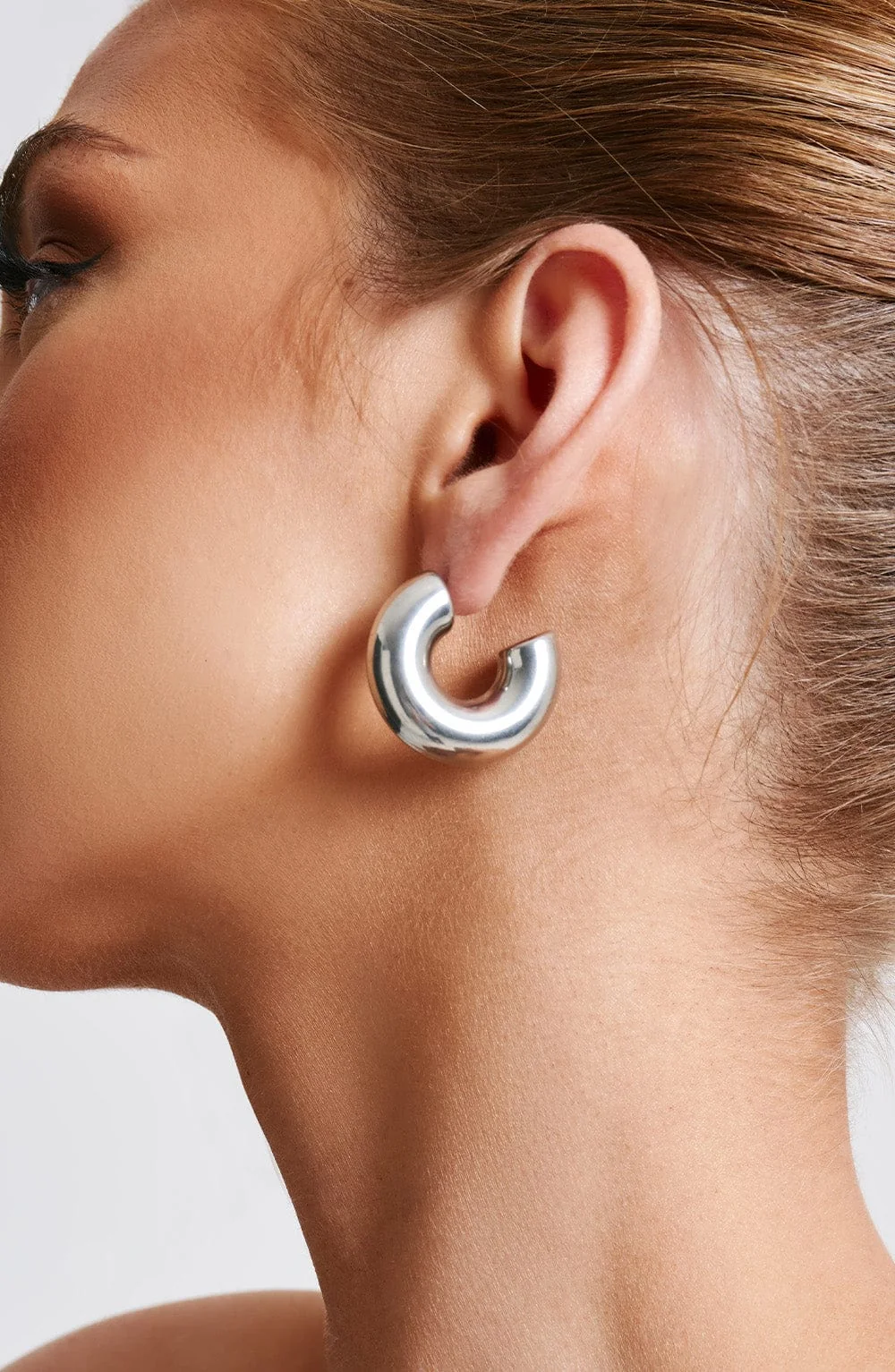 Chunky Silver Stainless Steel Hoop Earrings for Women