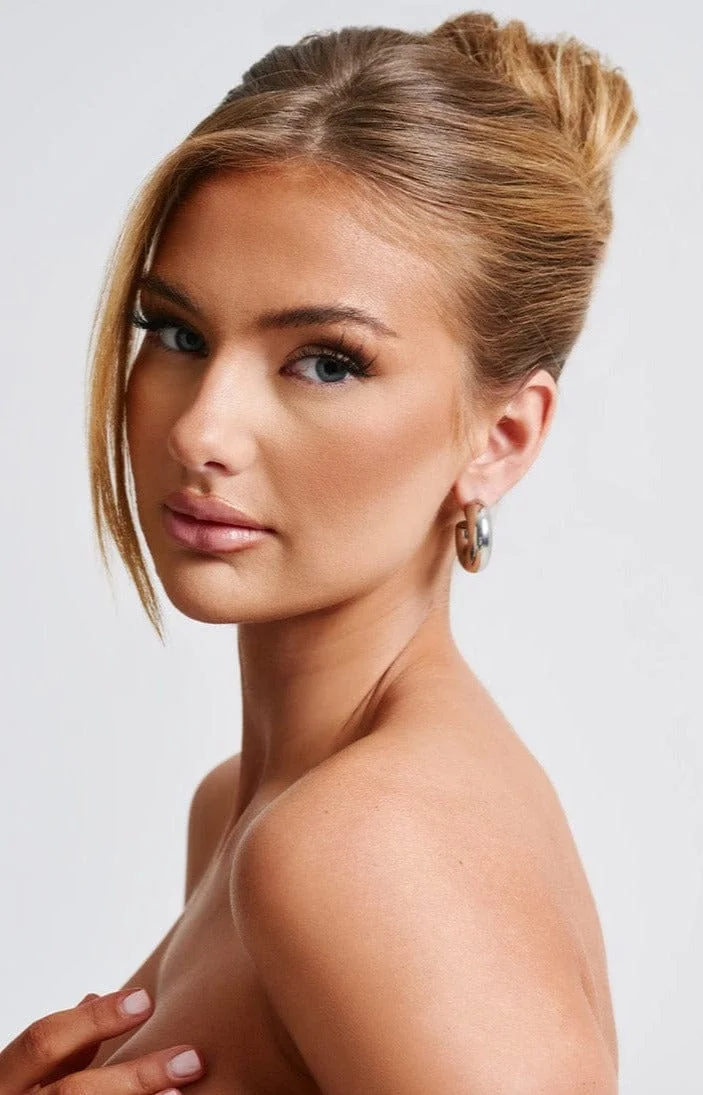 Chunky Silver Stainless Steel Hoop Earrings for Women