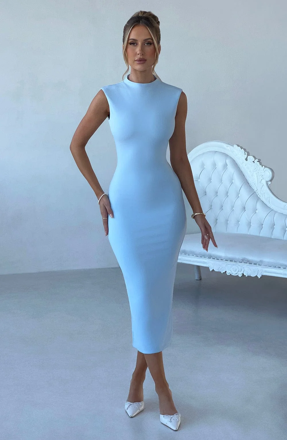 Blue Bodycon Mid-Length Dress by DIA