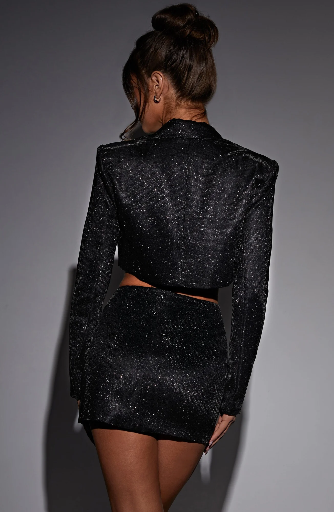 Black Sparkle Cropped Jacket - Premium Tailoring