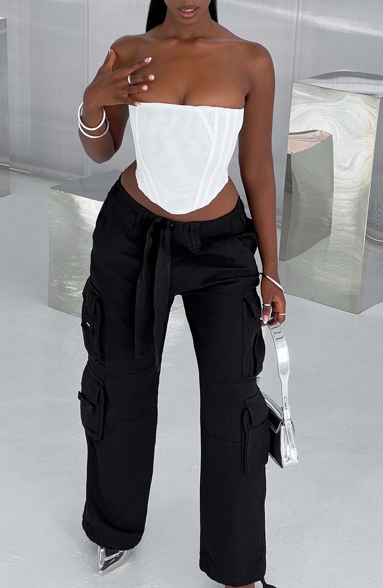 Sparkling Silver Bangle Set for Dress