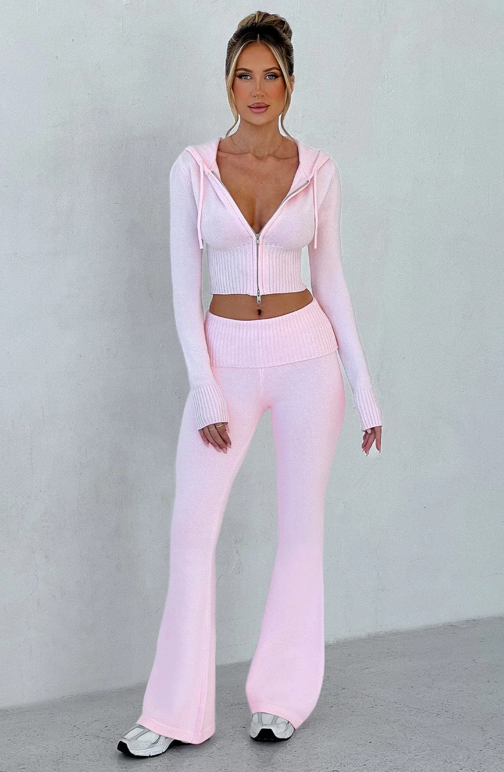 Pink Knit Flare Pants - Stylish & Comfortable