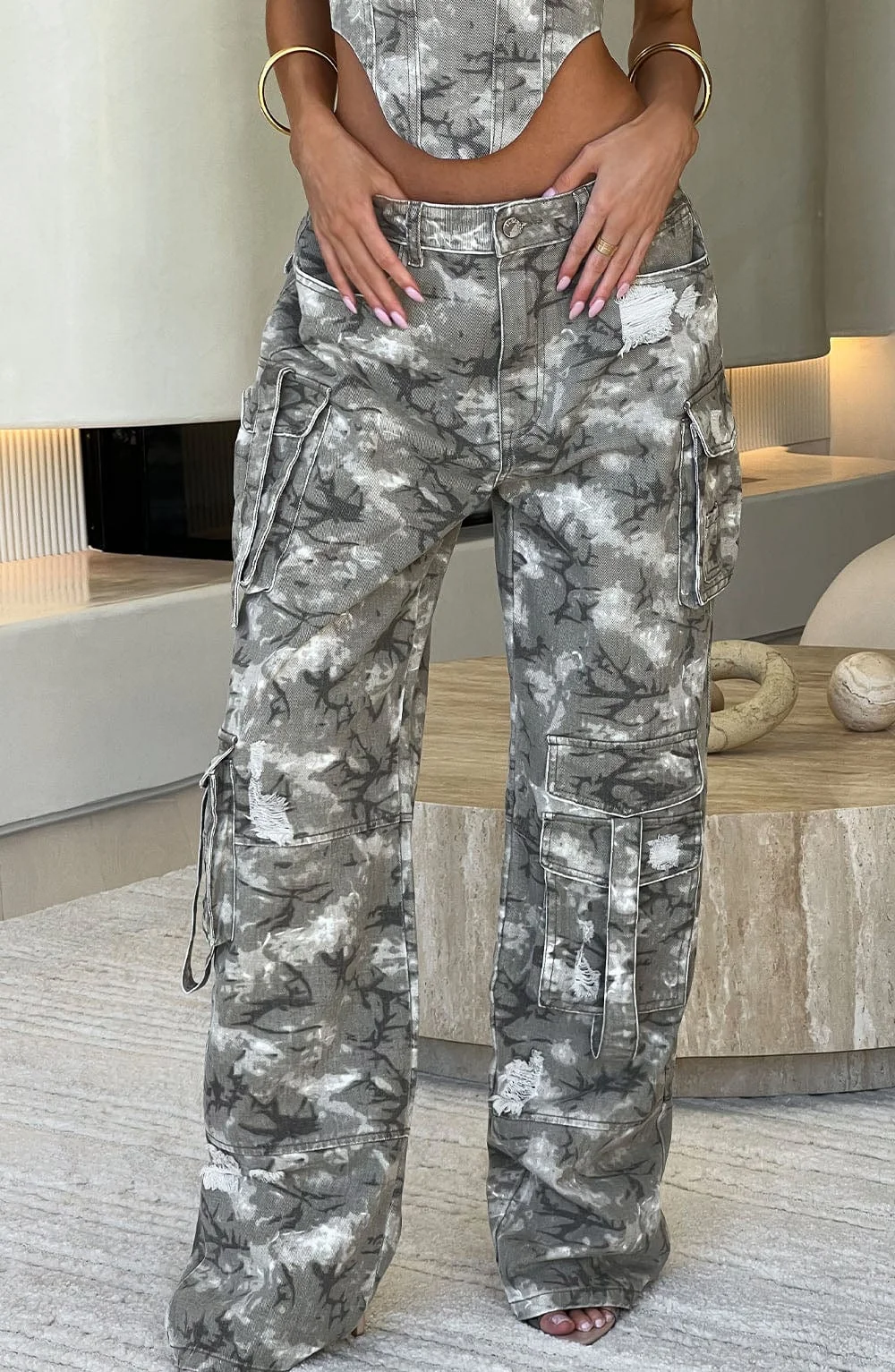 Camo Print Cargo Pants - Premium Oversized Fit