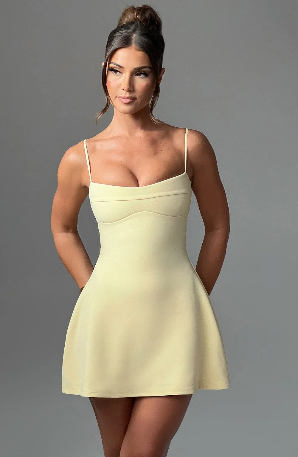 Lemon A-Line Mini Dress - Womens Sweetheart Strap Dress
