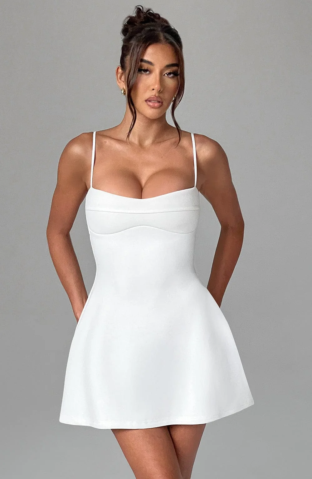 Ivory A-Line Mini Dress with Adjustable Straps