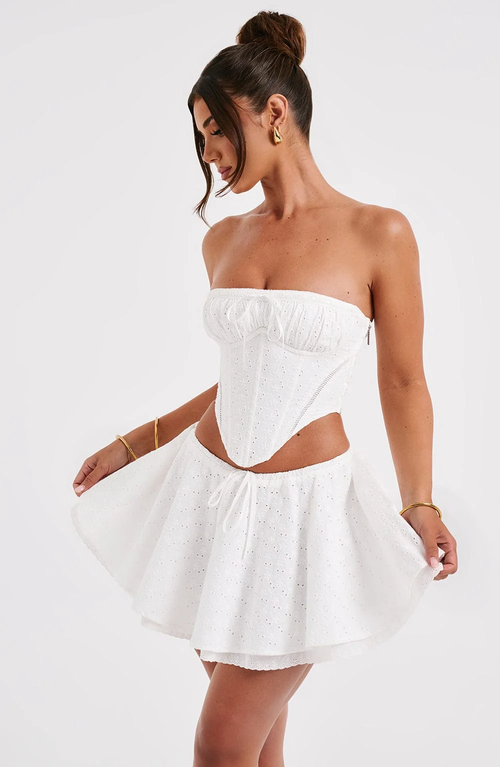 Floral Broderie Anglaise Circle Skirt Ivory