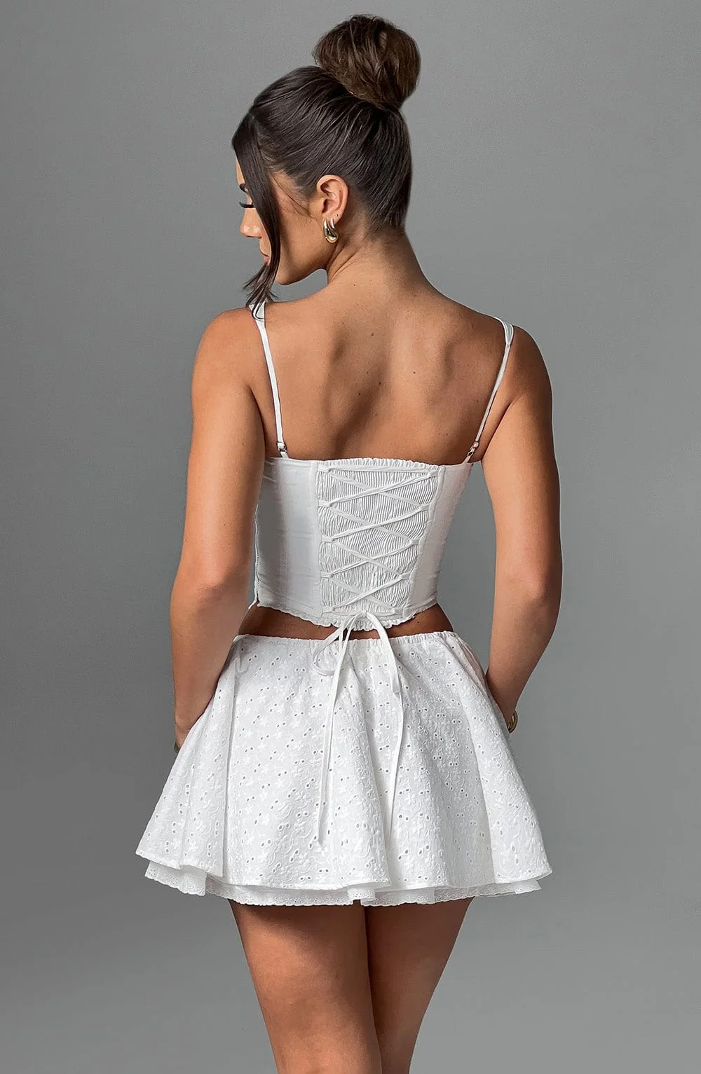 Floral Broderie Anglaise Circle Skirt Ivory