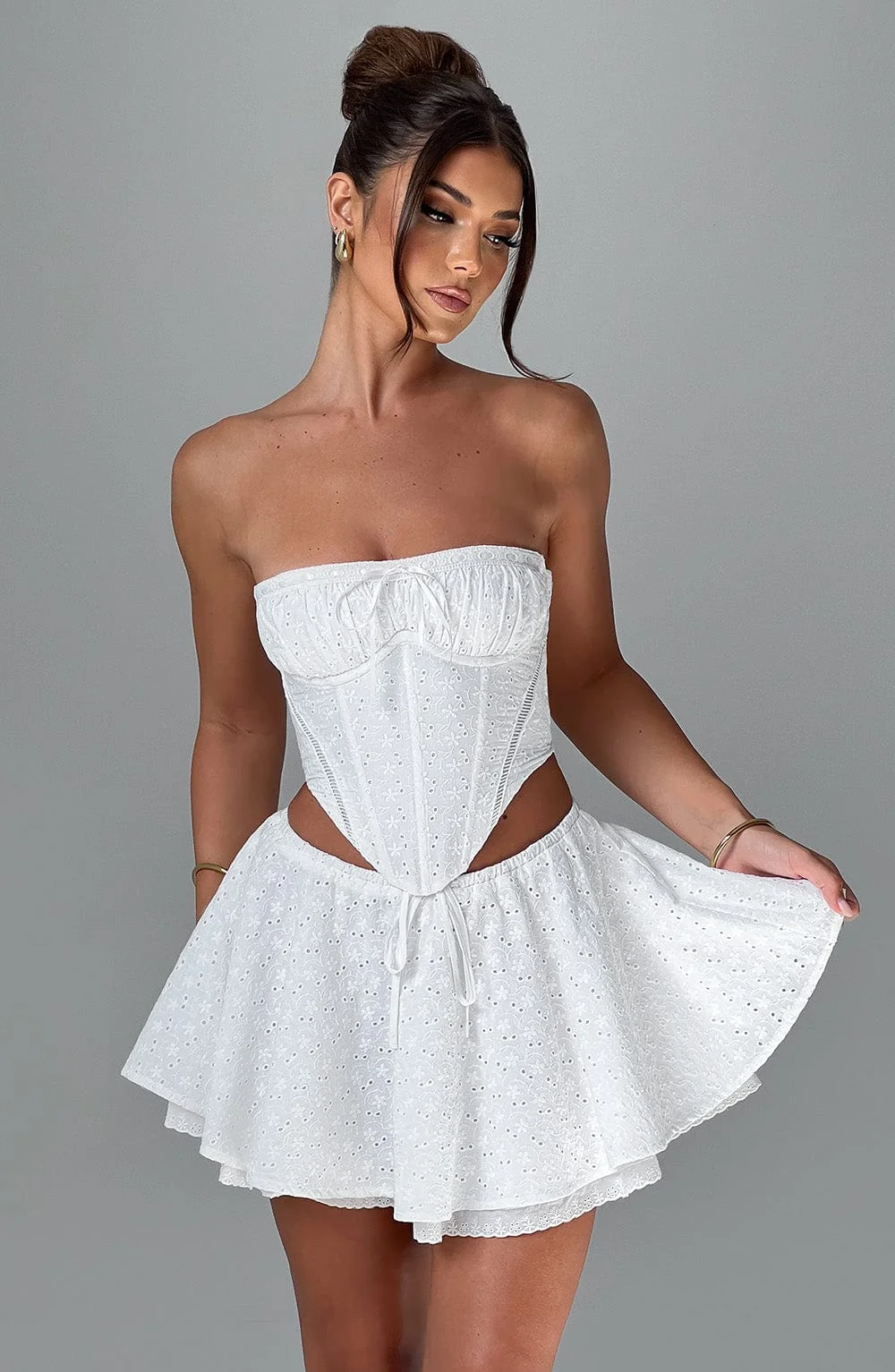 Floral Broderie Anglaise Circle Skirt Ivory