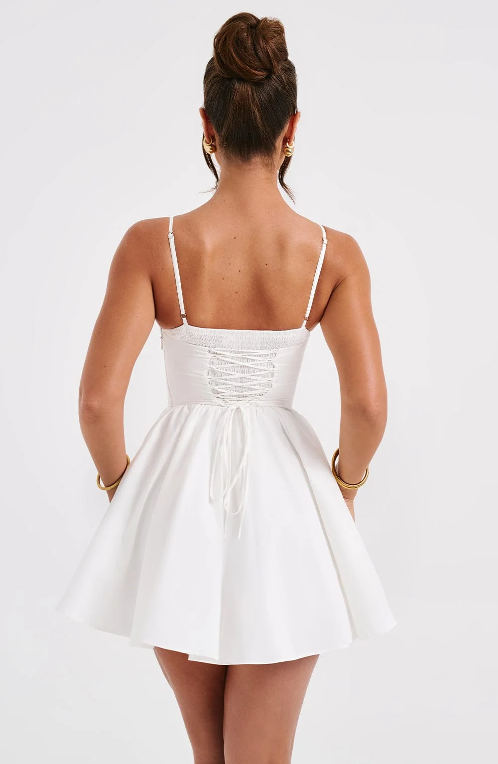 Ivory Strapless Mini Dress with Corset Details