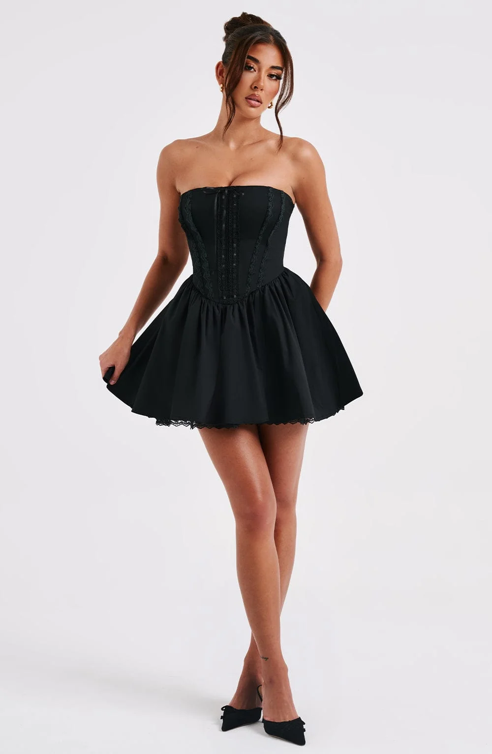Flirty Black Mini Dress with Tulle Skirt